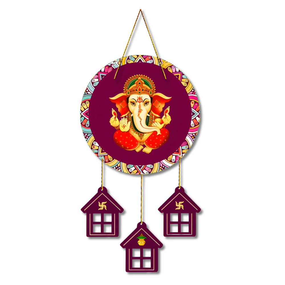 Positive Vibe Lifestyle Wood Ganesha Wall hanging Wall Sculpture Multi - Pack of 1