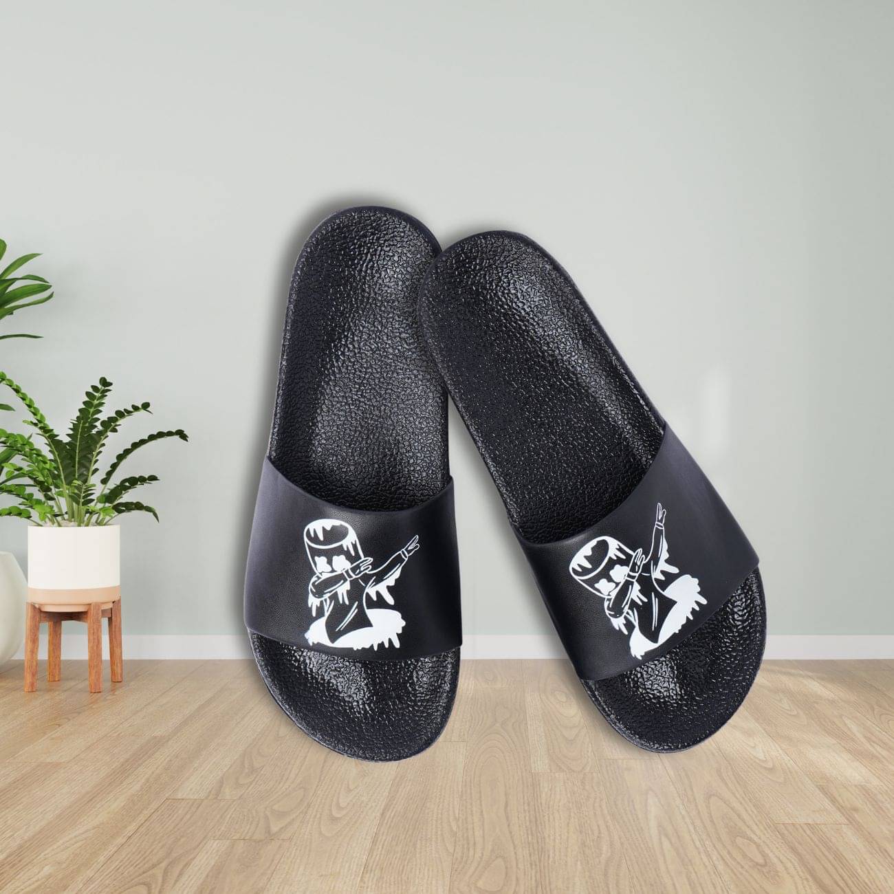     			Q tick Black Men's Slide Flip Flop