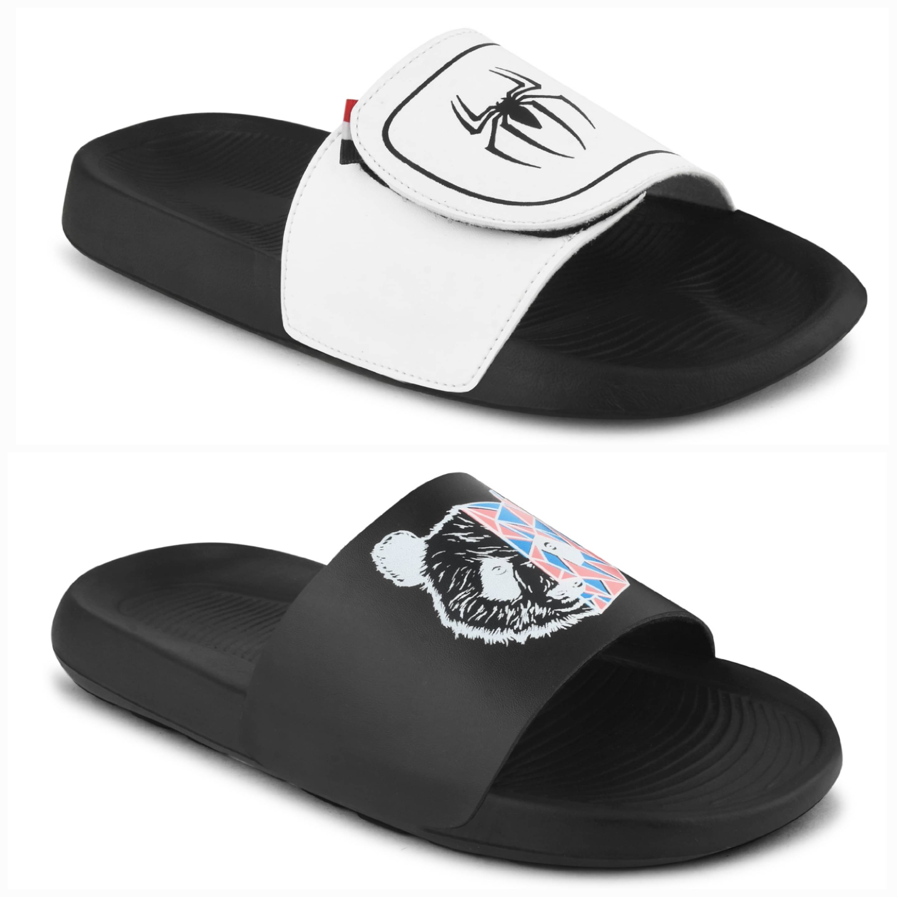     			Q tick Black Men's Slide Flip Flop