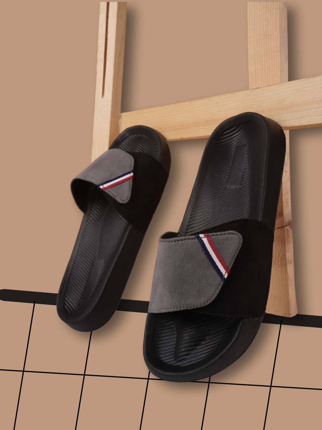 Q tick Grey Men's Slide Flip Flop