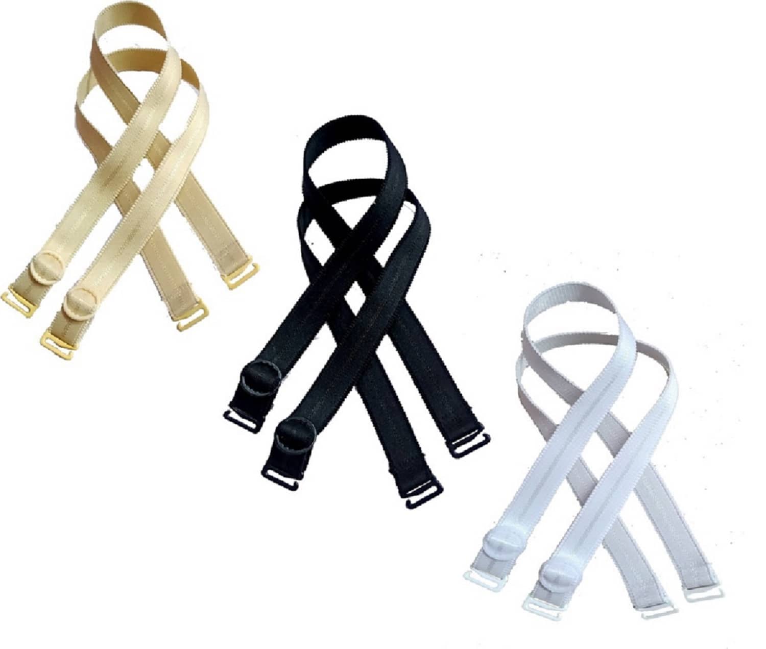 ROKONIC Bra Straps Multicolor Shoulder Bra Strap Replacement Width Elastic Adjustable(Pack of 3Pair)