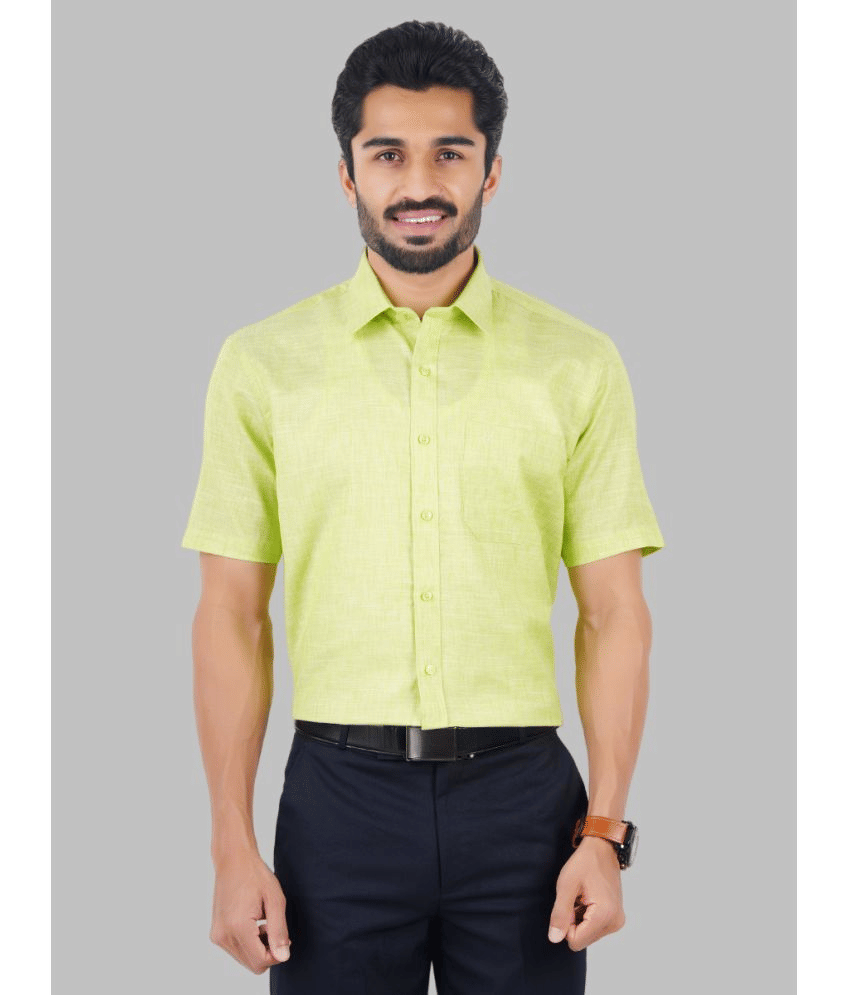 Ramraj cotton Cotton Blend Regular Fit Self Design Half Sleeves Men's Casual Shirt - Lime Green ( Pack of 1 ) Ramraj cotton Cotton Blend Regular Fit Self Design Half Sleeves Men's Casual Shirt - Lime Green ( Pack of 1 )