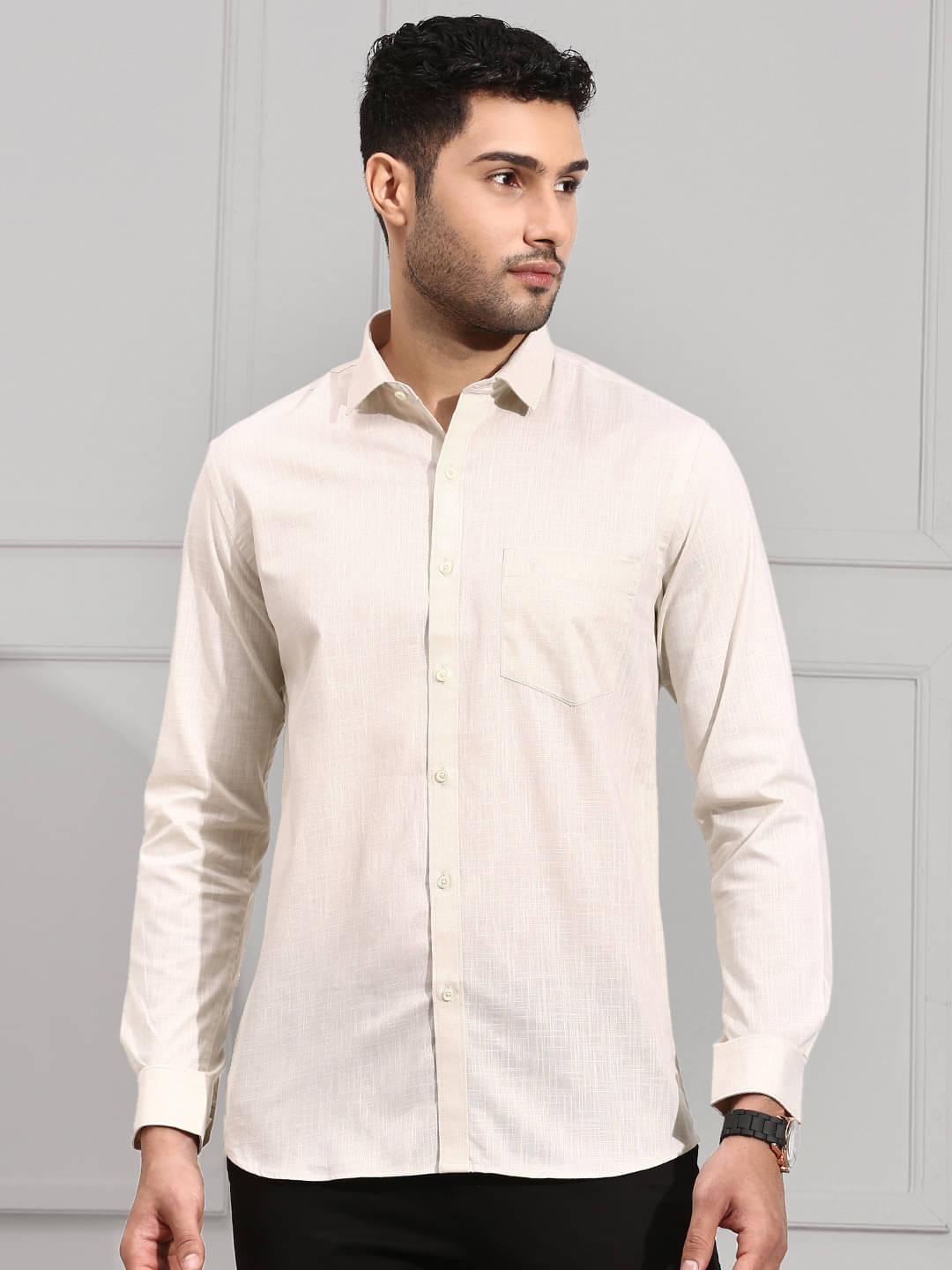    			Ramraj cotton Cotton Blend Regular Fit Full Sleeves Men's Formal Shirt - Grey ( Pack of 1 )