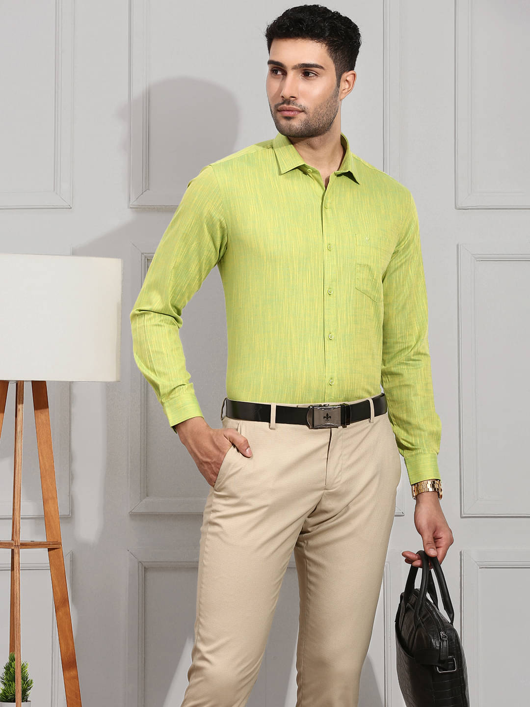 Ramraj cotton Cotton Blend Regular Fit Full Sleeves Men's Formal Shirt - Green ( Pack of 1 ) Ramraj cotton Cotton Blend Regular Fit Full Sleeves Men's Formal Shirt - Green ( Pack of 1 )