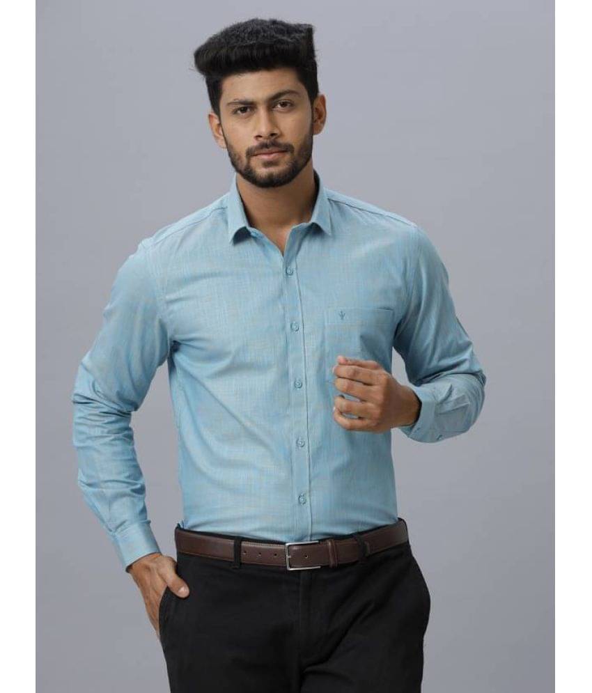 Ramraj cotton Cotton Blend Regular Fit Full Sleeves Men's Formal Shirt - Blue ( Pack of 1 ) Ramraj cotton Cotton Blend Regular Fit Full Sleeves Men's Formal Shirt - Blue ( Pack of 1 )