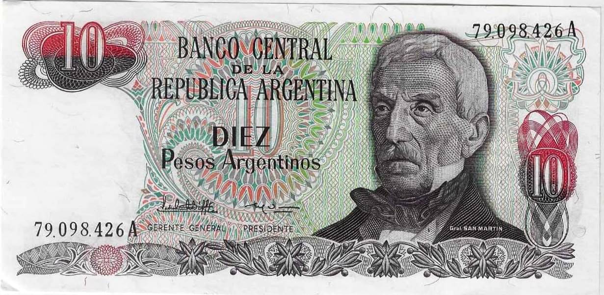     			Republic Argentina Type 10 Pesos Collection Type