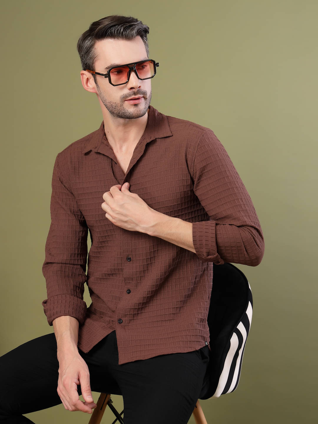 Rigo 100% Cotton Regular Fit Solids Full Sleeves Men's Casual Shirt - Brown ( Pack of 1 ) Rigo 100% Cotton Regular Fit Solids Full Sleeves Men's Casual Shirt - Brown ( Pack of 1 )