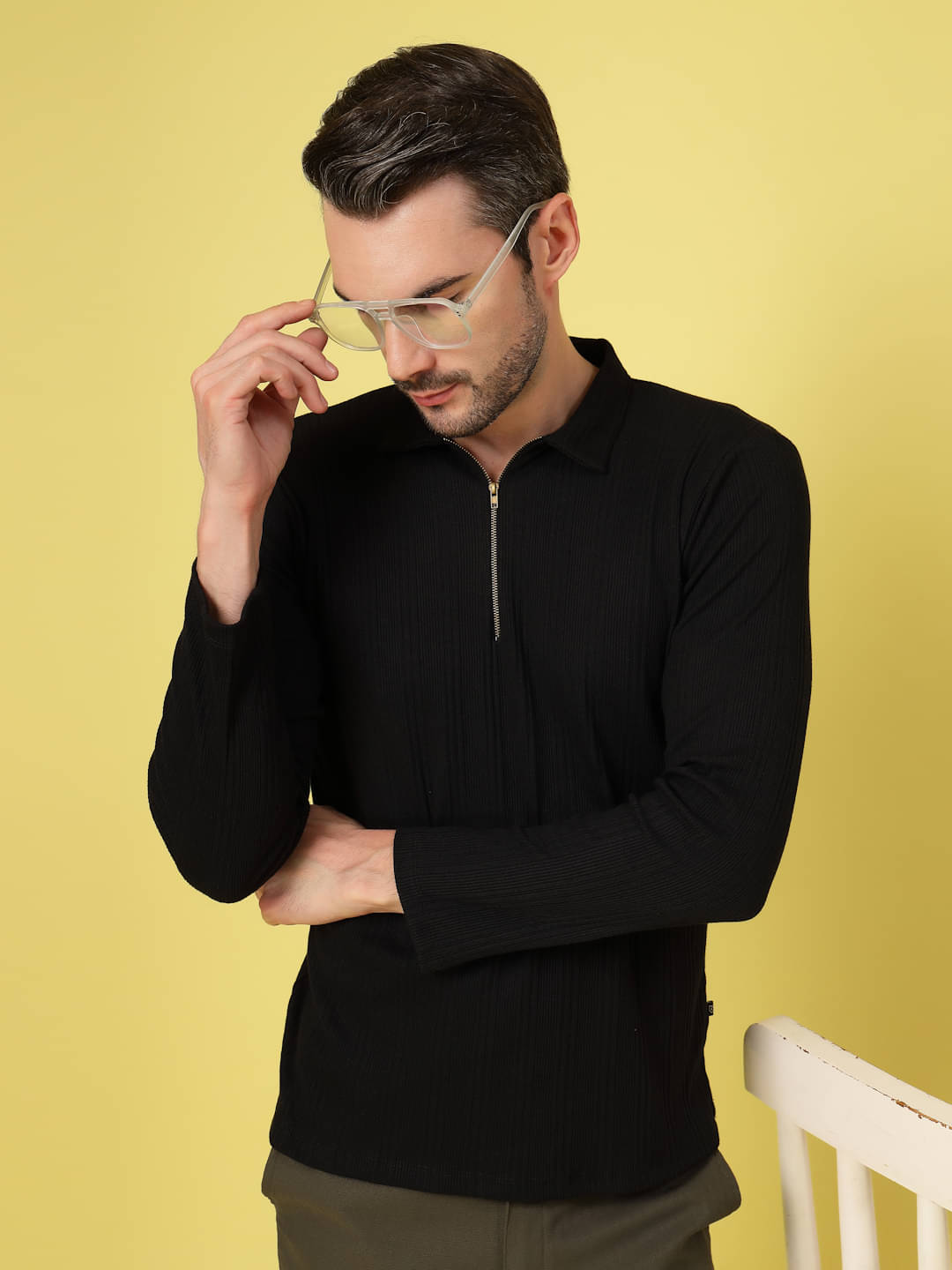     			Rigo Pack of 1 Cotton Slim Fit Solid Full Sleeves Men's Polo T Shirt ( Black )