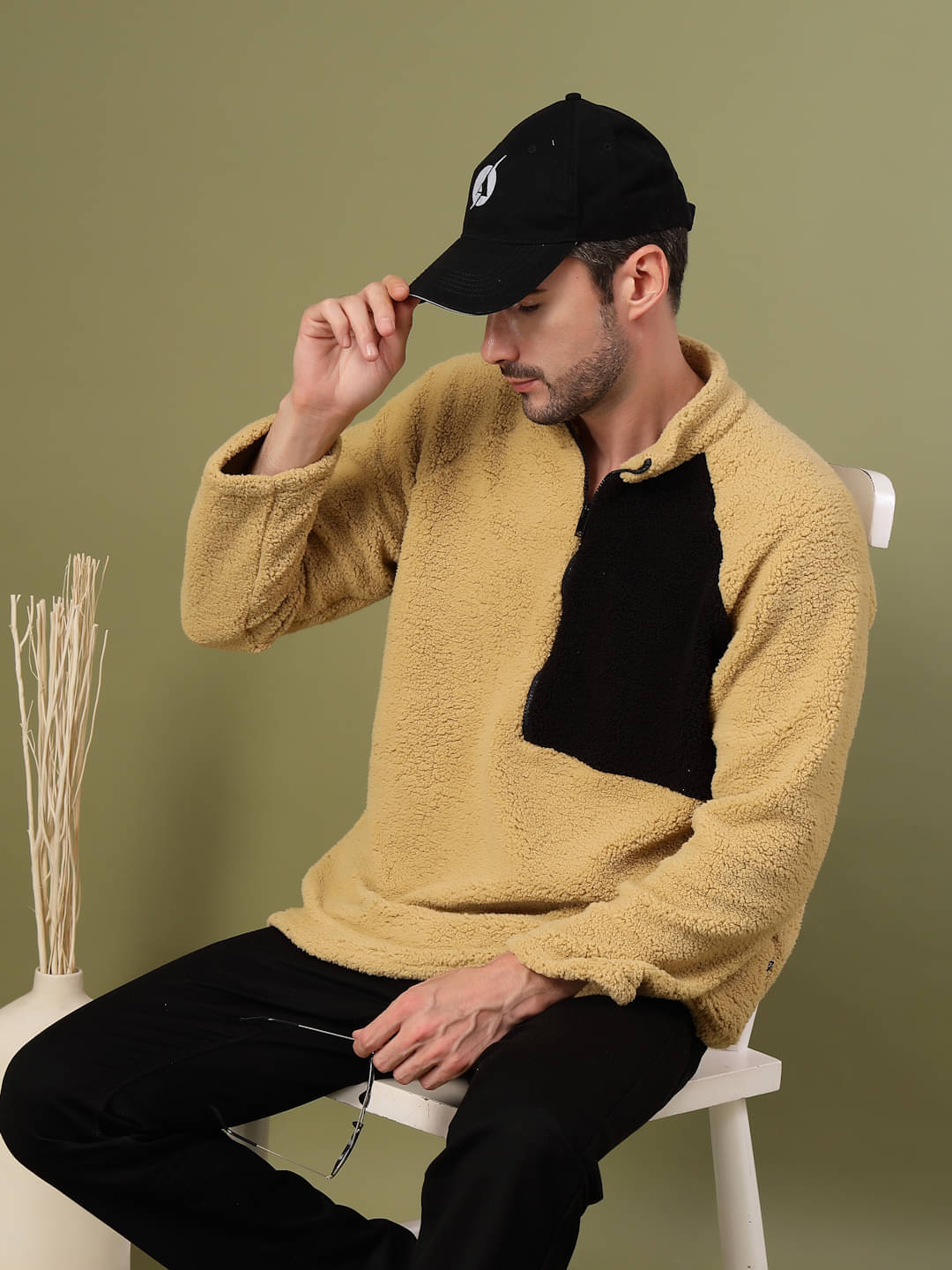     			Rigo Polyester High Neck Men's Sweatshirt - Cream ( Pack of 1 )