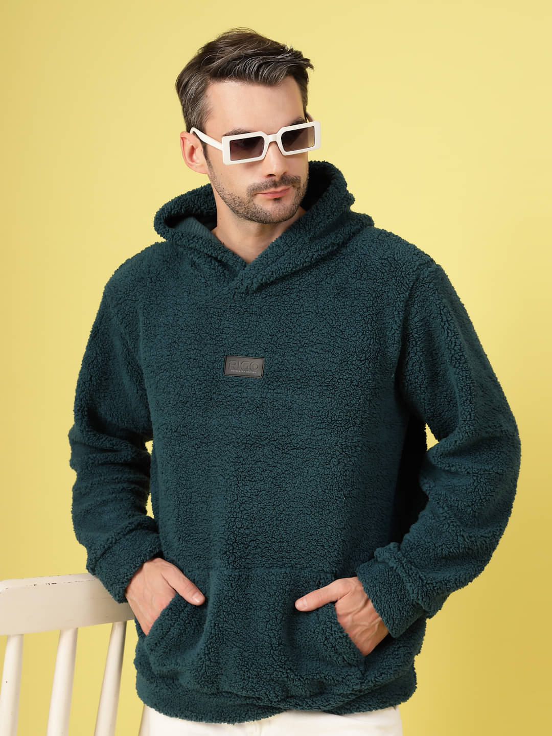 Rigo Polyester Hooded Men's Sweatshirt - Teal ( Pack of 1 ) Rigo Polyester Hooded Men's Sweatshirt - Teal ( Pack of 1 )