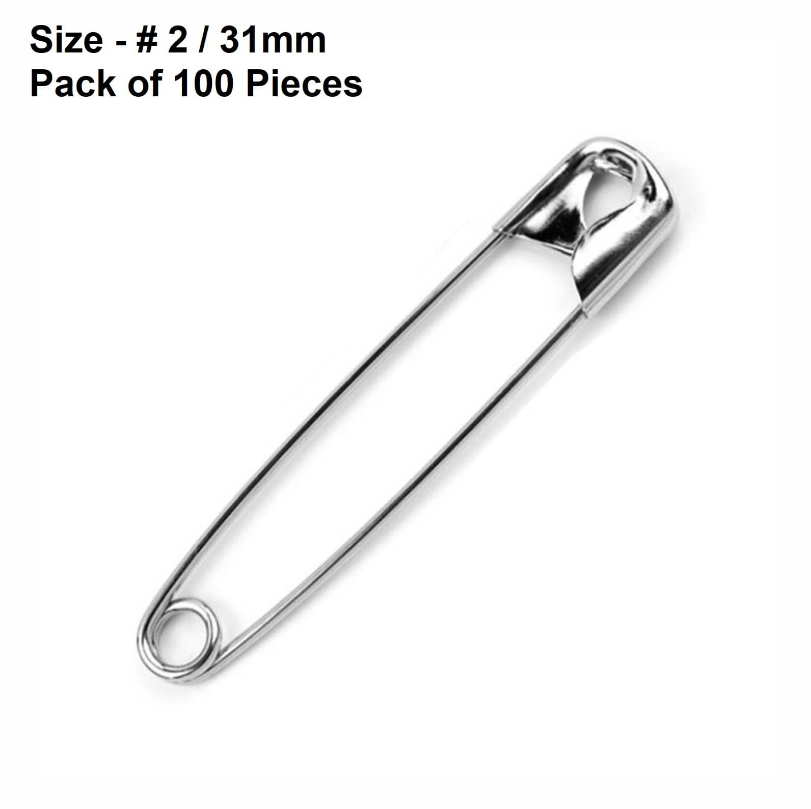     			Snapin Safety Pins - Made in Japan with Strong Nickel Plated Steel, Rust Resistant, Heavy Duty Variety Pack, Perfect for Clothes, Crafts, & Sewing, (100 Pins of Size # 2 / 31mm) - Pack of 100 Pieces