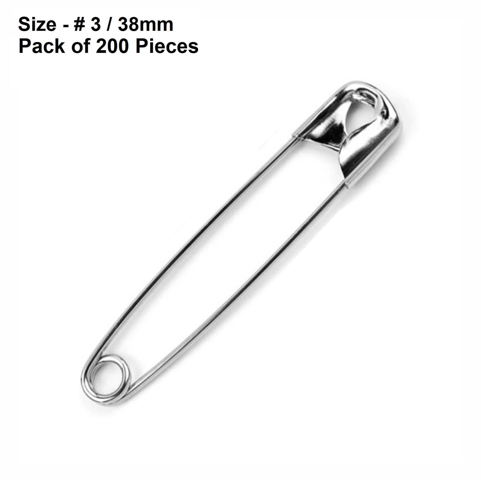     			Snapin Safety Pins - Made in Japan with Strong Nickel Plated Steel, Rust Resistant, Heavy Duty Variety Pack, Perfect for Clothes, Crafts, & Sewing, (200 Pins of Size # 3 / 38mm) - Pack of 200 Pieces