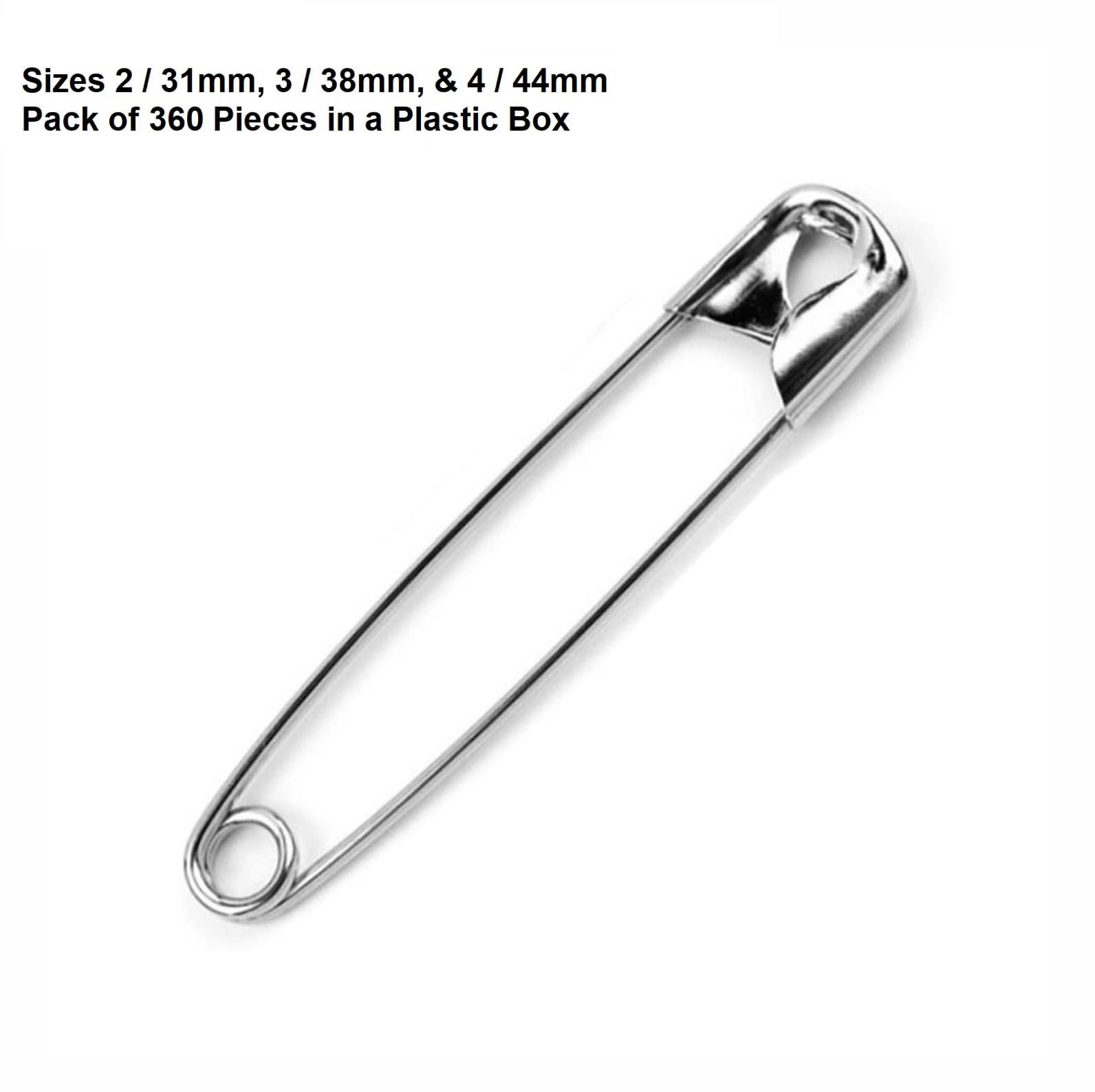     			Snapin Safety Pins - Made in Japan with Strong Nickel Plated Steel, Rust Resistant, Heavy Duty Variety Pack, Perfect for Cloth, Crafts, & Sewing (360 Pins Size 2, 3, 4 in Plastic Box)- Pack of 360 Pcs