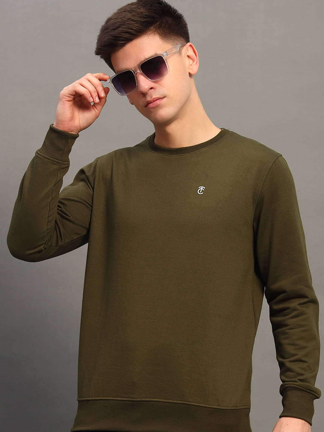 THE CASUALS Cotton Blend Round Neck Men's Sweatshirt - Sea Green ( Pack of 1 )     			THE CASUALS Cotton Blend Round Neck Men's Sweatshirt - Sea Green ( Pack of 1 )