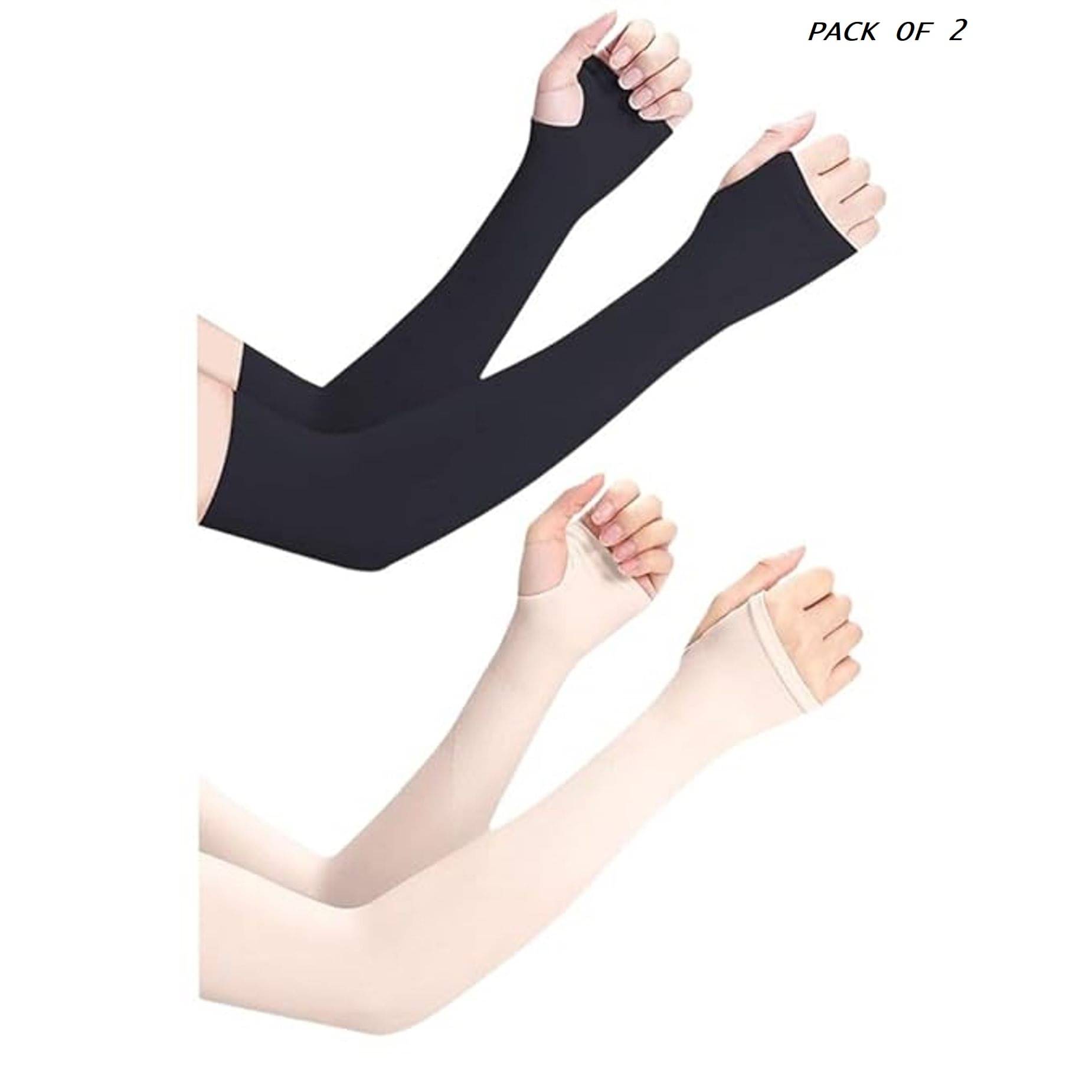 THRIFTKART Black,Skin color Women's UV Protection Gloves ( Pack of 2 ) THRIFTKART Black,Skin color Women's UV Protection Gloves ( Pack of 2 )