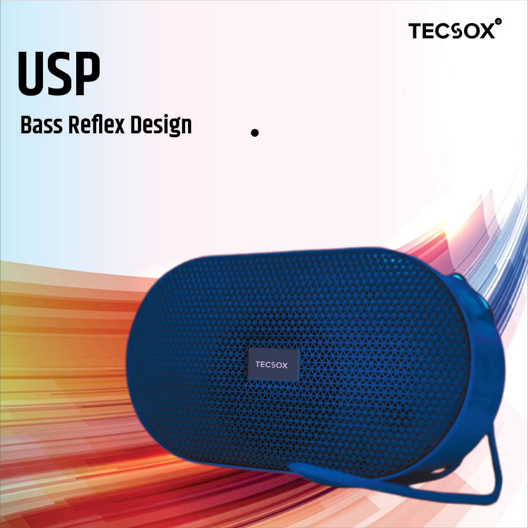     			Tecsox Thunder 5 W Bluetooth Speaker Bluetooth V 5.3 with USB,SD card Slot Playback Time 6 hrs Blue