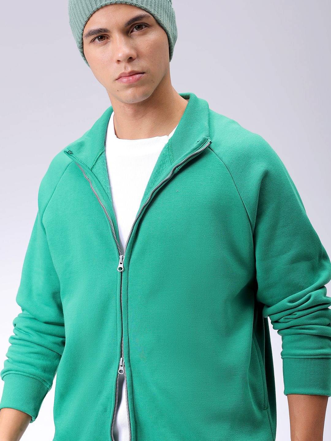     			The Indian Garage Co. Polyester High Neck Men's Sweatshirt - Green ( Pack of 1 )