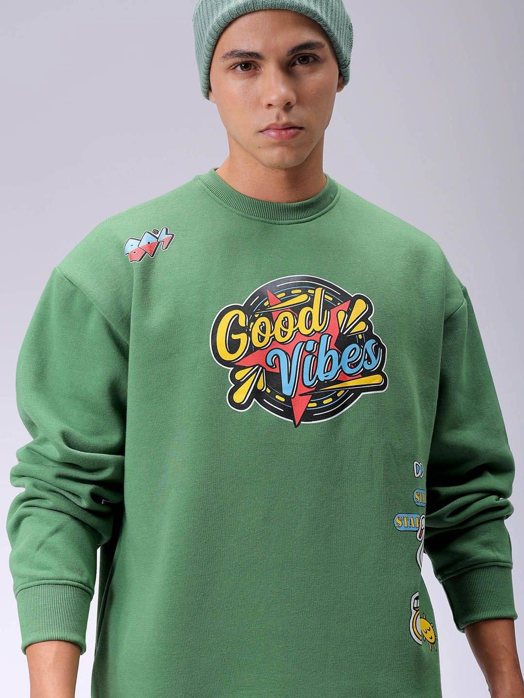     			The Indian Garage Co. Polyester Round Neck Men's Sweatshirt - Green ( Pack of 1 )