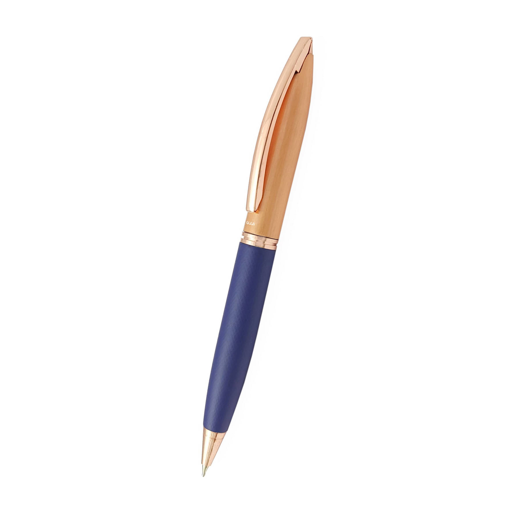     			UJJi Matte Blue Check Pattern woth Copper Metal Cap Pen Gift Set