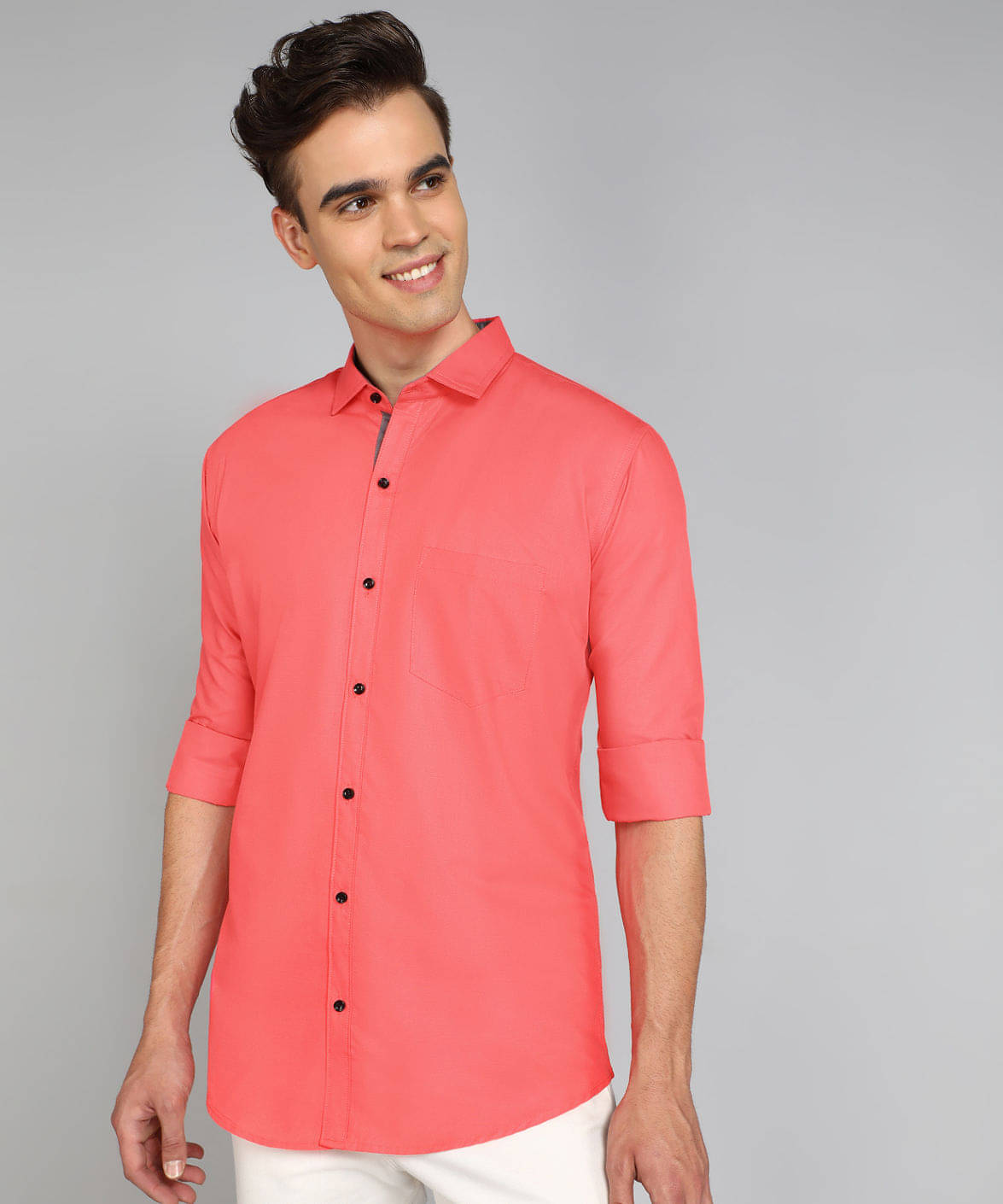 VTEXX Cotton Blend Regular Fit Solids Full Sleeves Men's Casual Shirt - Pink ( Pack of 1 ) VTEXX Cotton Blend Regular Fit Solids Full Sleeves Men's Casual Shirt - Pink ( Pack of 1 )