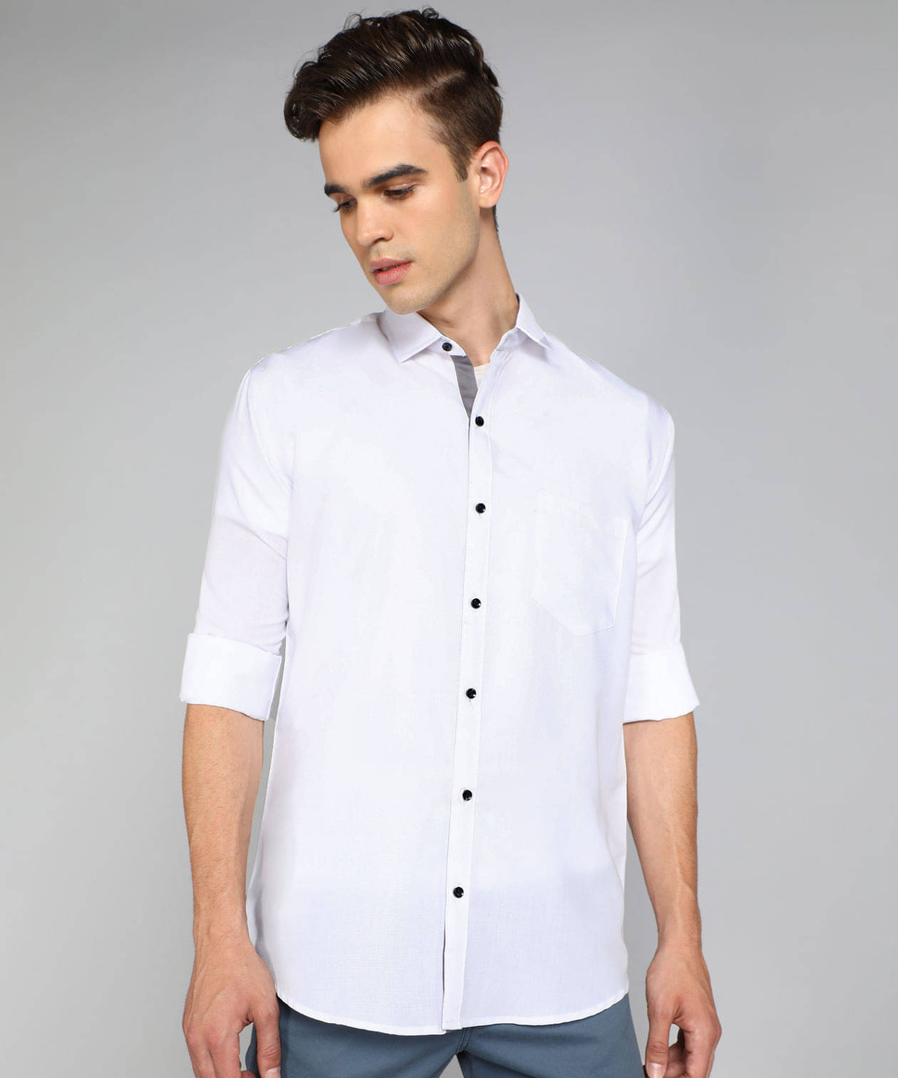 VTEXX Cotton Blend Regular Fit Solids Full Sleeves Men's Casual Shirt - White ( Pack of 1 ) VTEXX Cotton Blend Regular Fit Solids Full Sleeves Men's Casual Shirt - White ( Pack of 1 )