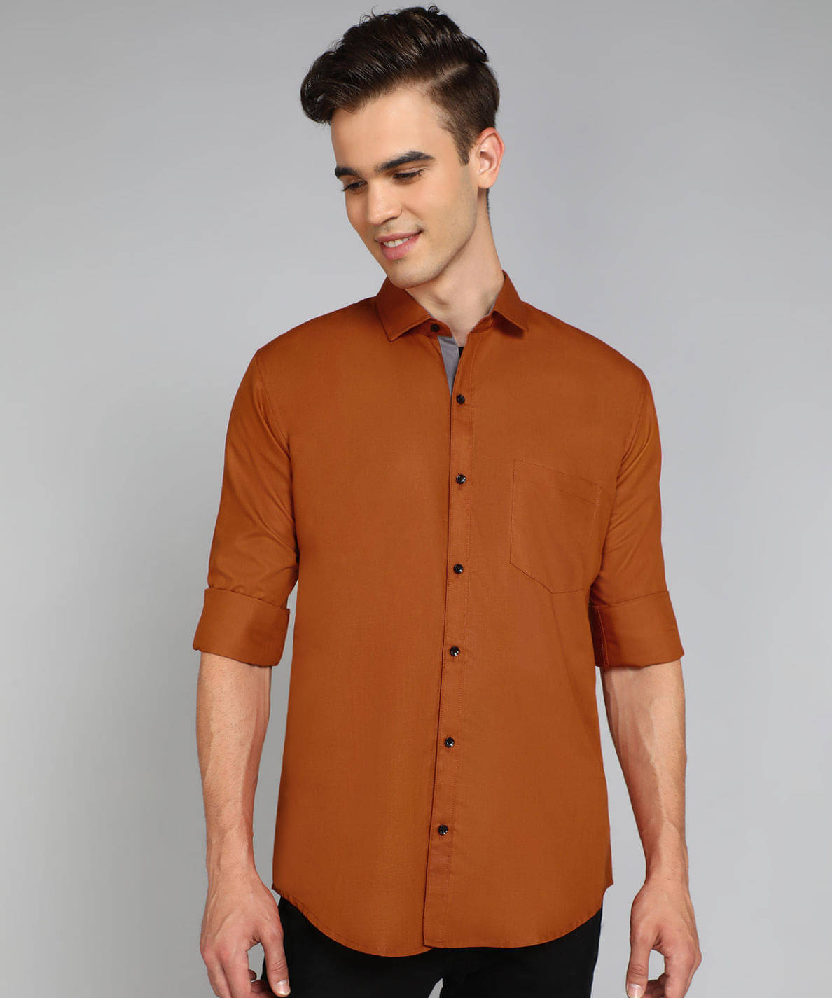     			VTEXX Cotton Blend Regular Fit Solids Full Sleeves Men's Casual Shirt - Orange ( Pack of 1 )