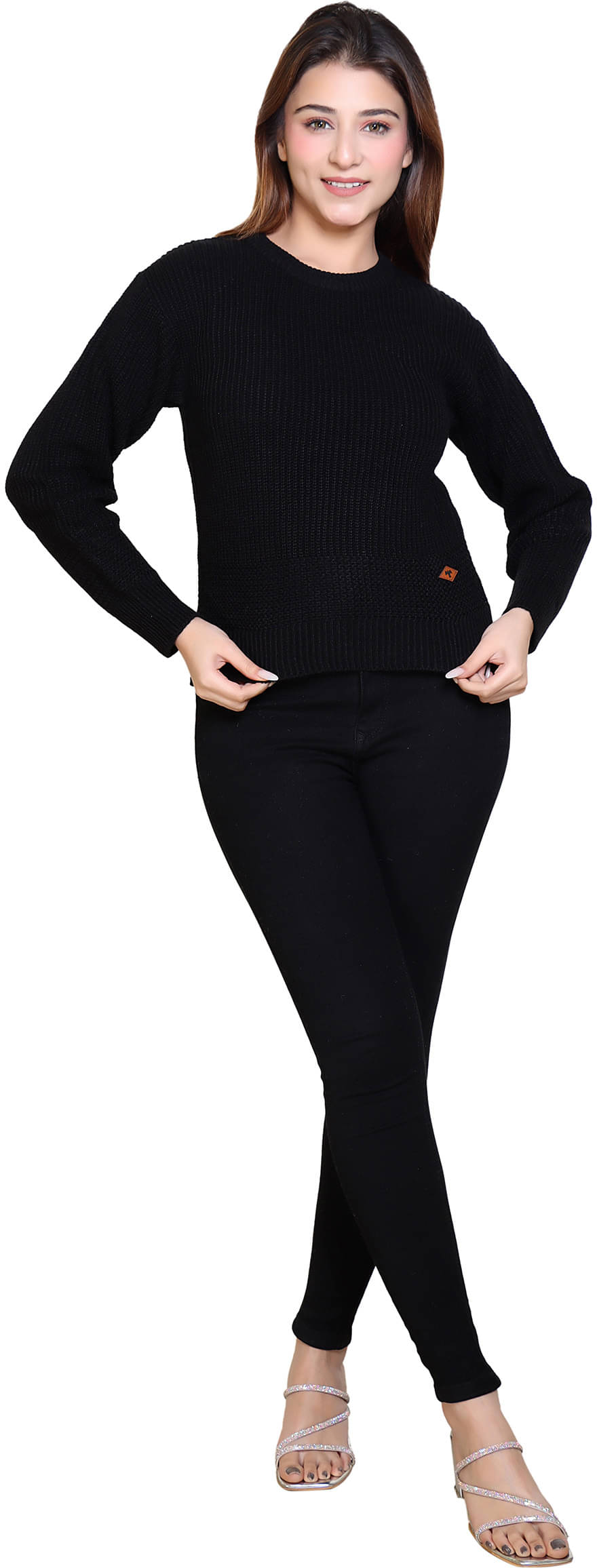     			Worian Acrylic Round Neck Women's Pullovers - Black (Pack of 1)