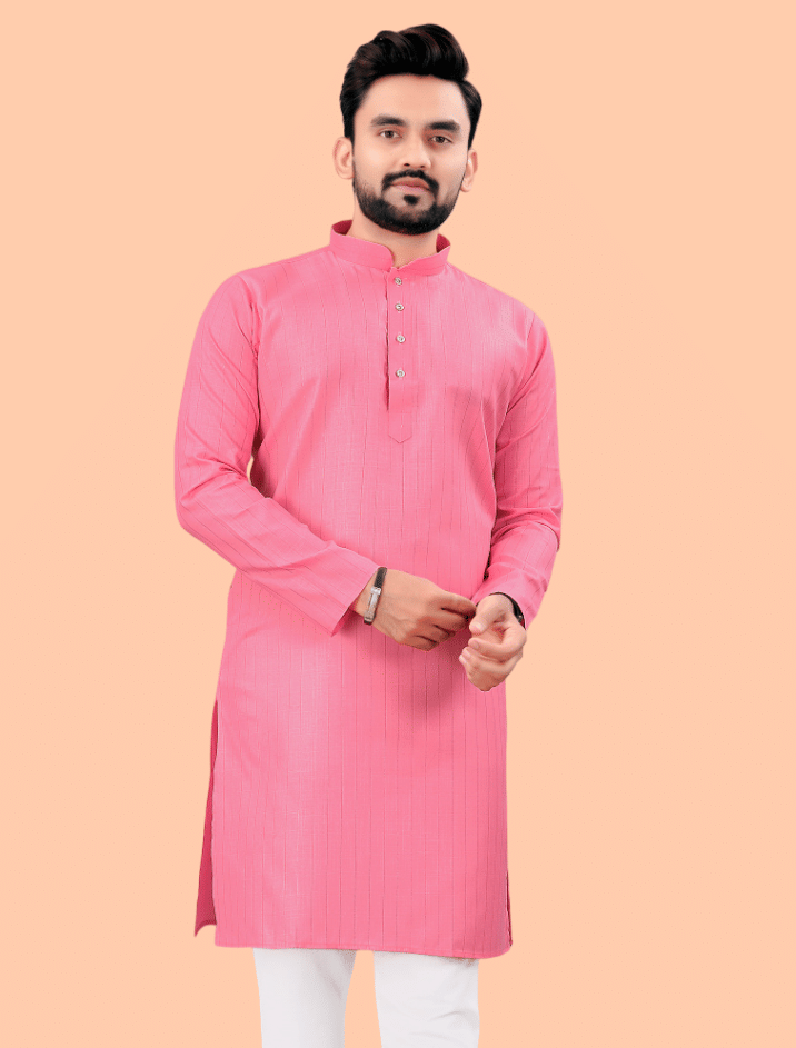     			YUG ART Pink Cotton Blend Men's Regular Kurta ( Pack of 1 )