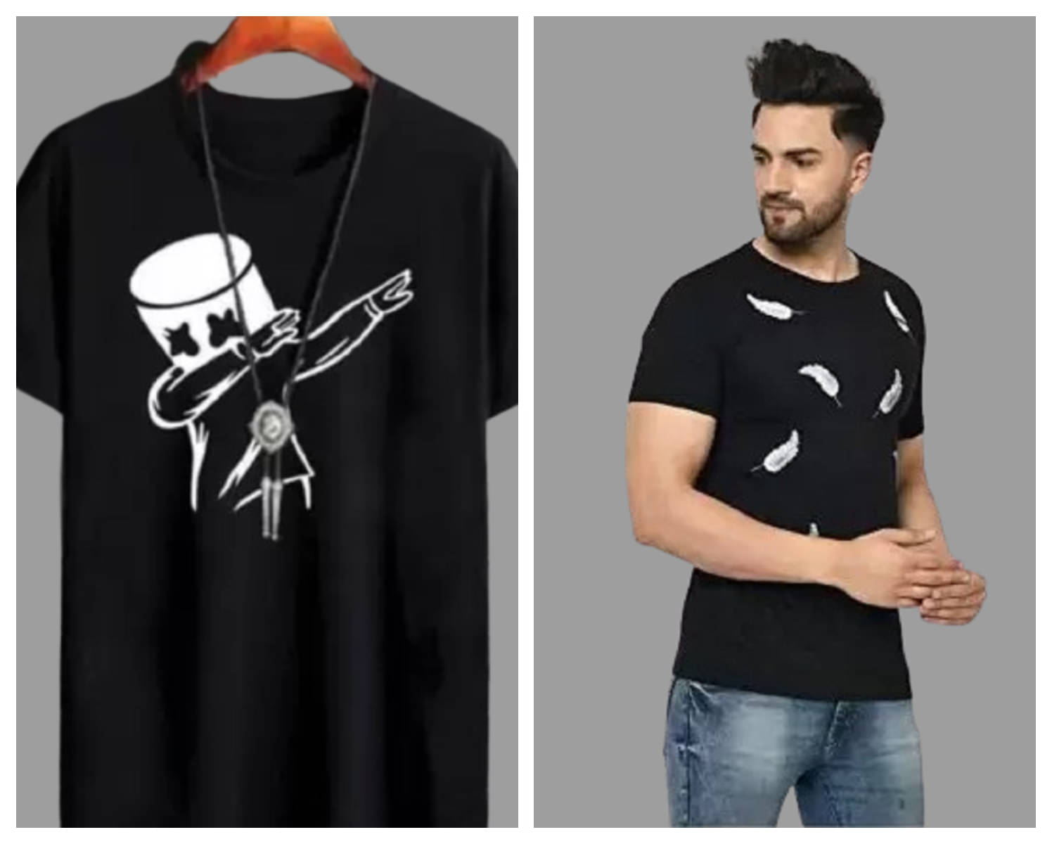     			attitude start of fashion Pack of 2 Polyester Regular Fit Men's T-Shirt ( Black )