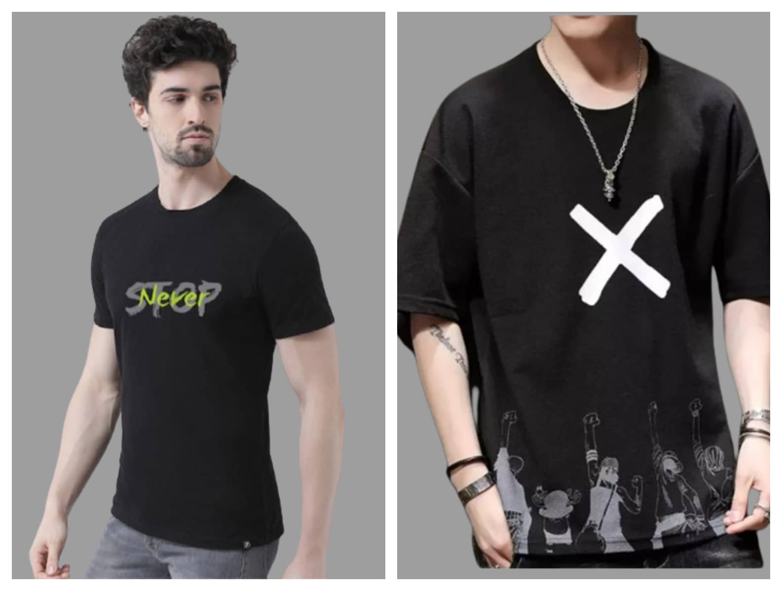 attitude start of fashion Pack of 2 Polyester Regular Fit Men's T-Shirt ( Black )