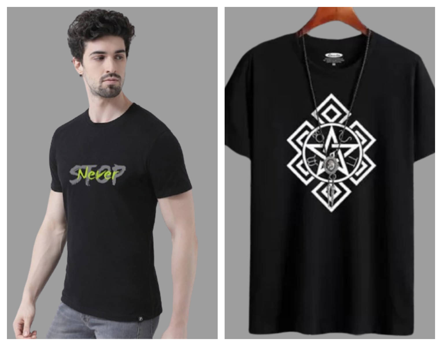     			attitude start of fashion Pack of 2 Polyester Regular Fit Men's T-Shirt ( Black )