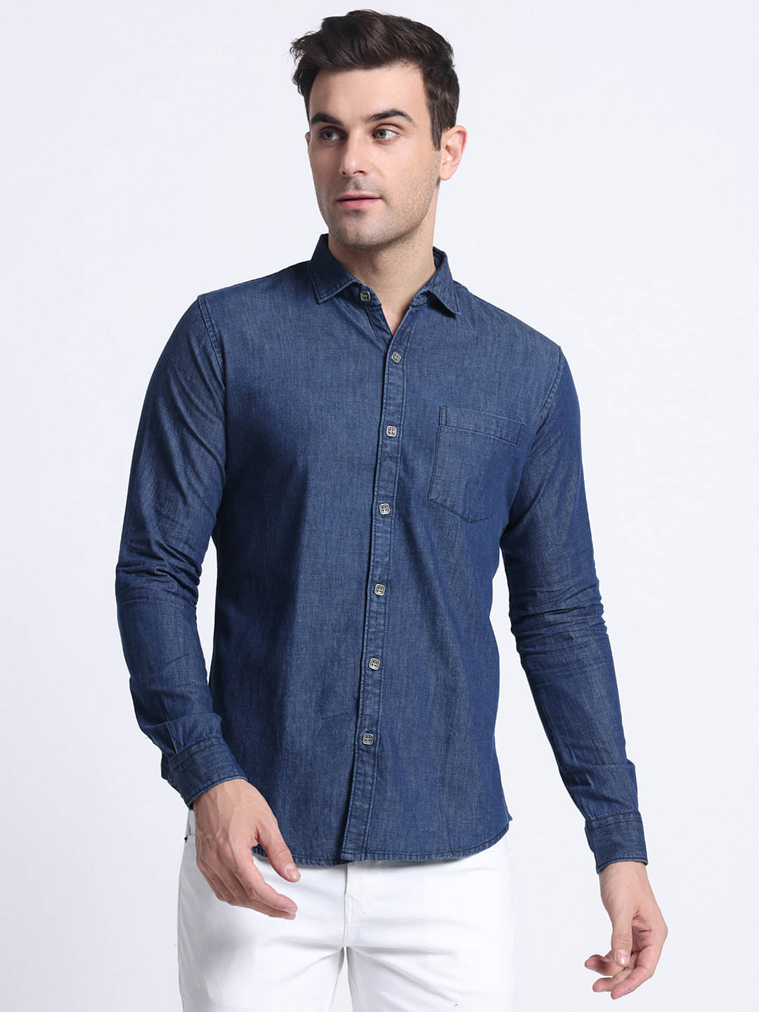 plounge Denim Regular Fit Solids Full Sleeves Men's Casual Shirt - Blue ( Pack of 1 ) plounge Denim Regular Fit Solids Full Sleeves Men's Casual Shirt - Blue ( Pack of 1 )