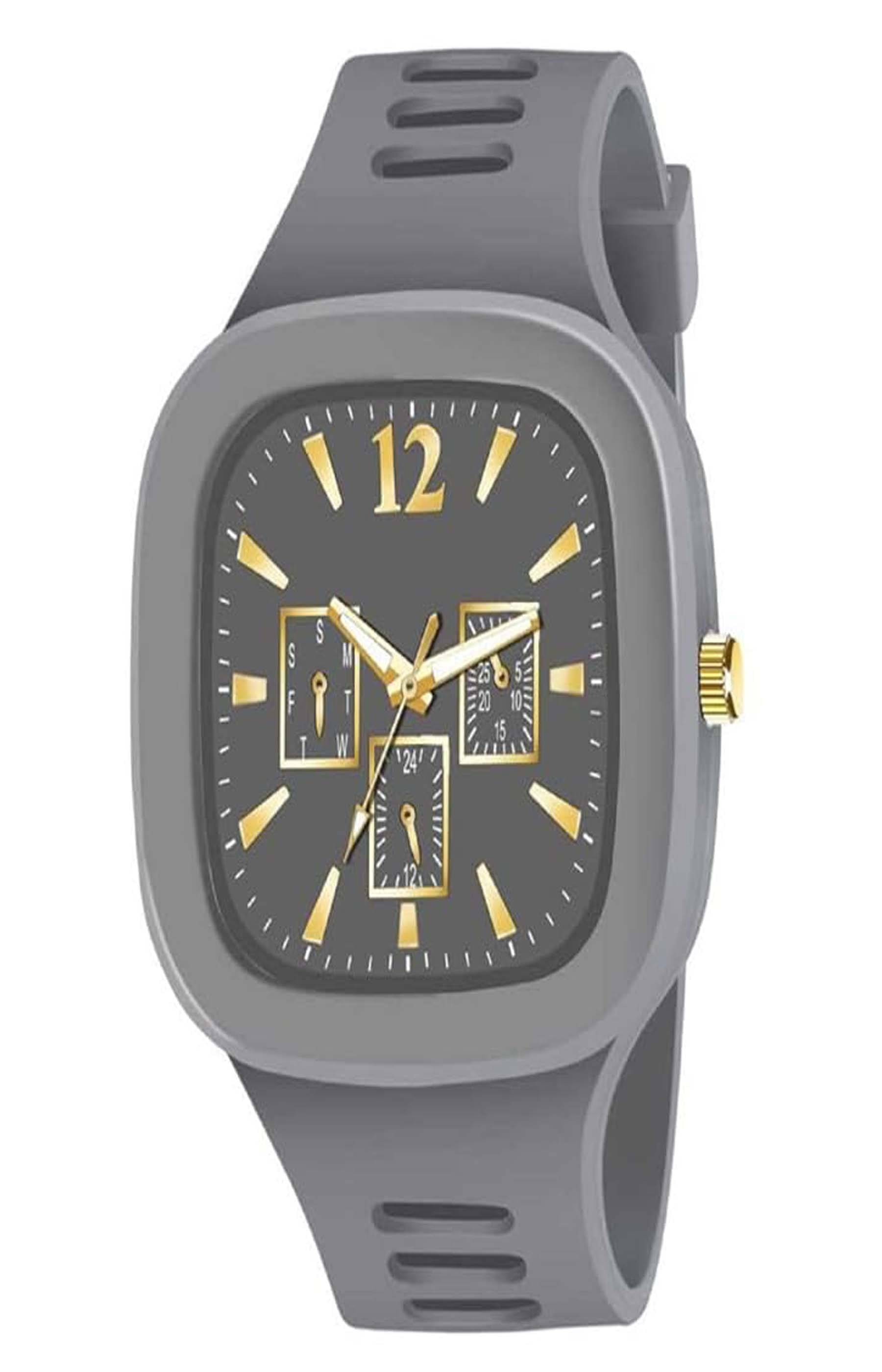     			windexa Dark Grey PU Analog Men's Watch