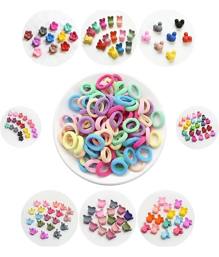 130Pcs Hair Accessories Combo 100 Pcs Mini Rubber Band 30 pcs Mini Baby Hair Clip (Random Designs) - Jewellery Sets | Buy online on ZillyBuy