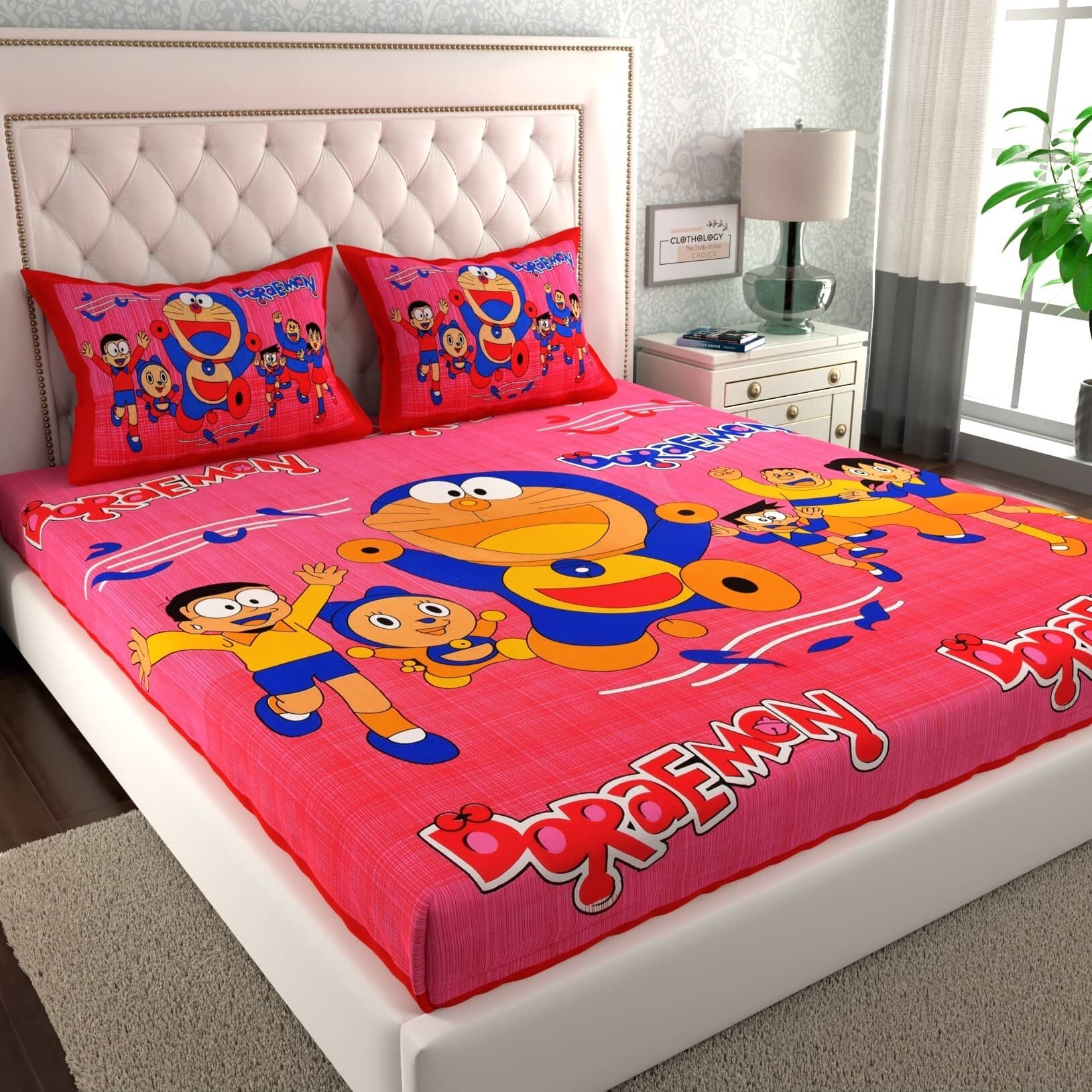ABHACLOTHO Cotton 1 Double Bedsheet with 2 Pillow Covers ( Multicolor )