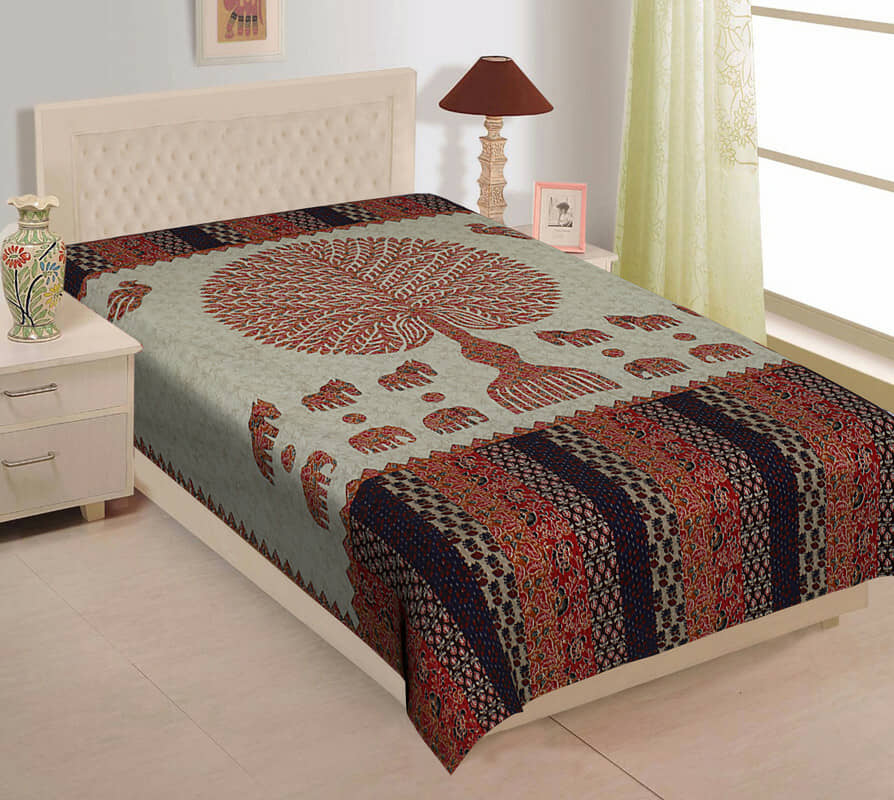 ABHACLOTHO Cotton 1 Single Bedsheet with 1 Pillow Cover ( Multicolor )