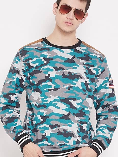 AUSTIN WOOD Fleece Round Neck Men's Sweatshirt - Multicolor ( Pack of 1 )