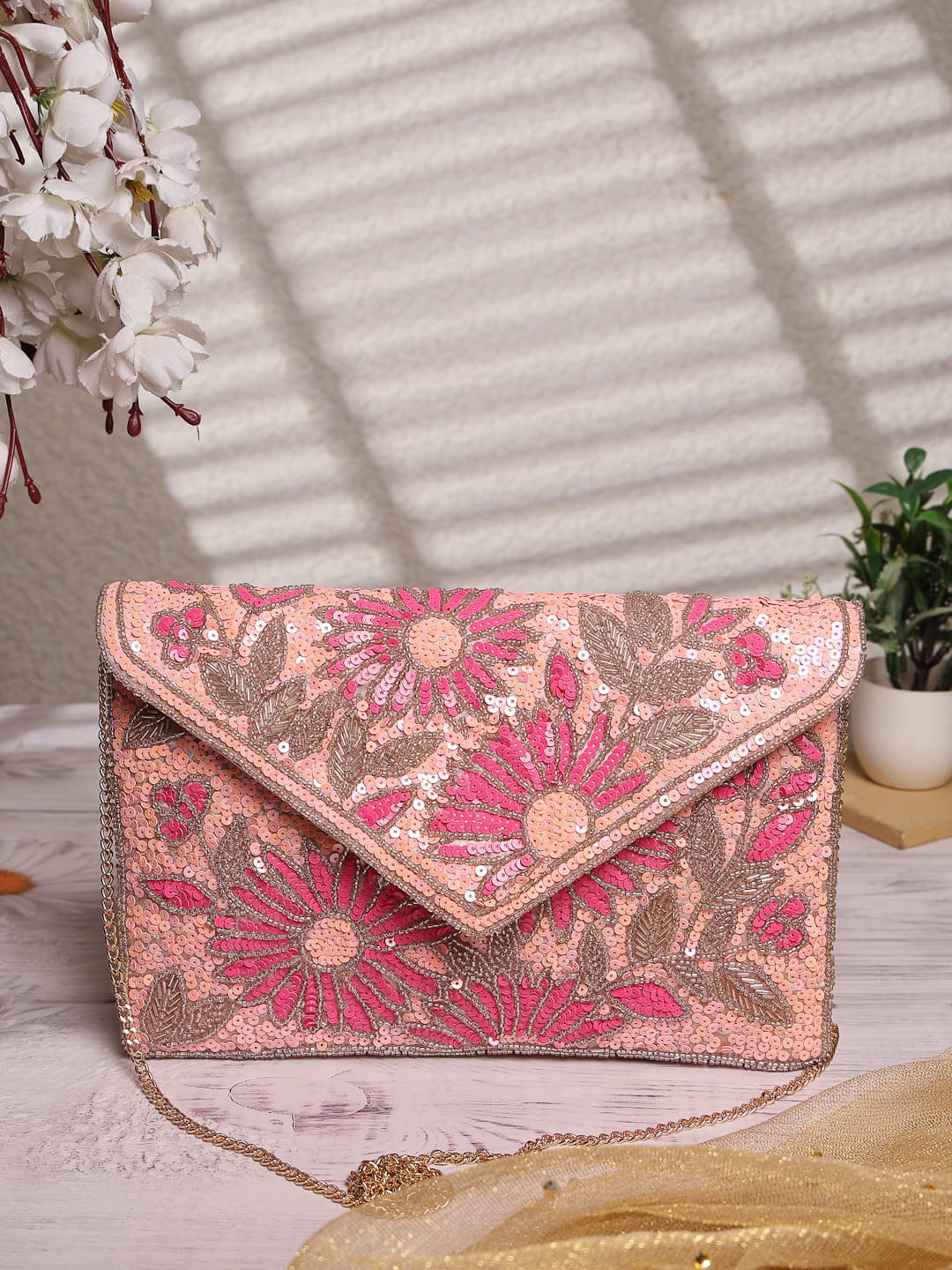     			Anekaant Sling Bag Fabric Set of 1 ( Pink )