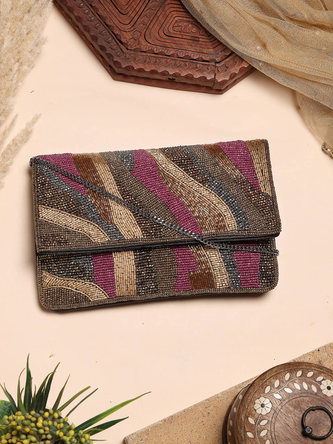     			Anekaant Sling Bag Fabric Set of 1 ( Purple )