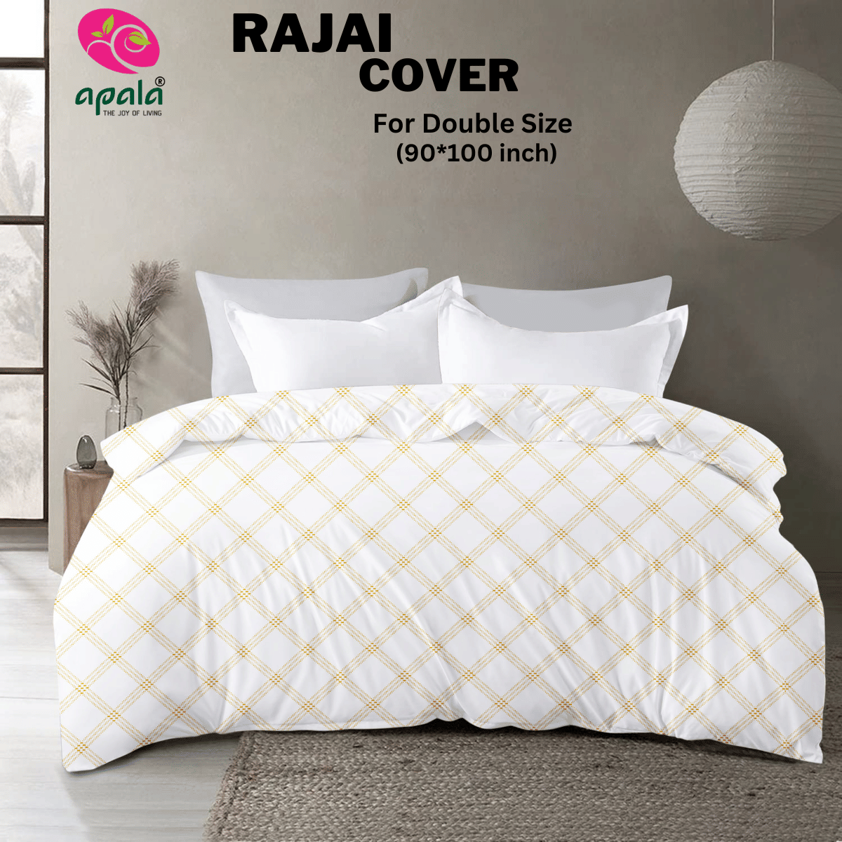     			Apala King Cotton Cream Geometrical Duvet Cover