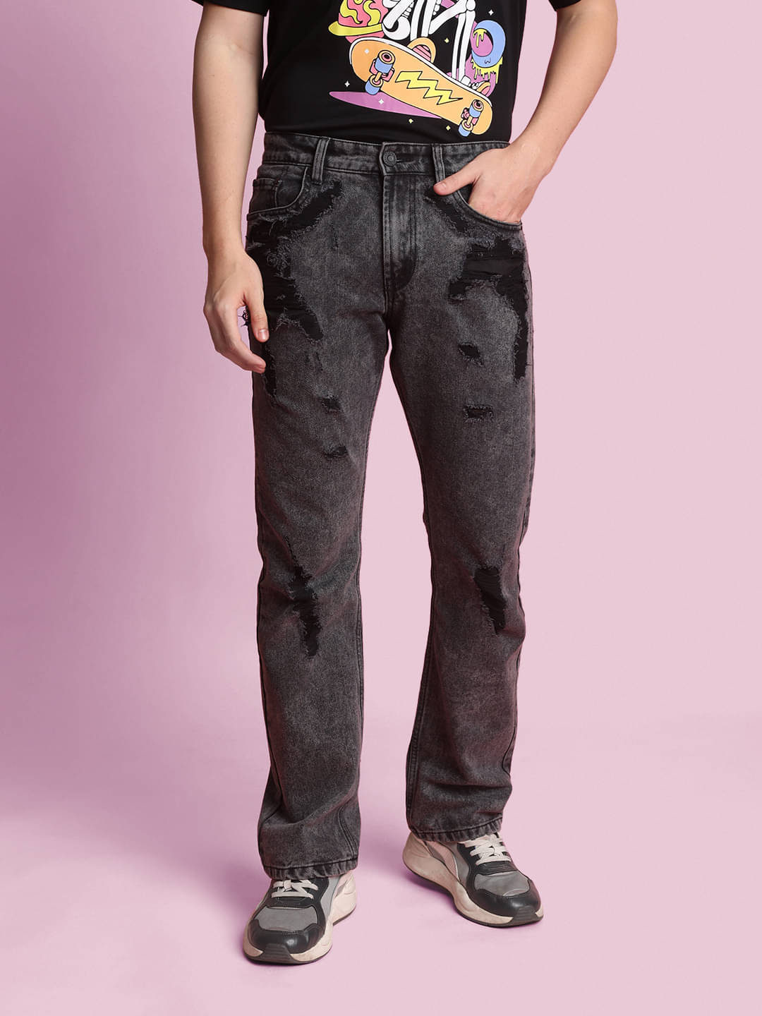 Bene Kleed Men Relaxed Fit Low Distress Heavy Fade Jeans Bene Kleed Men Relaxed Fit Low Distress Heavy Fade Jeans