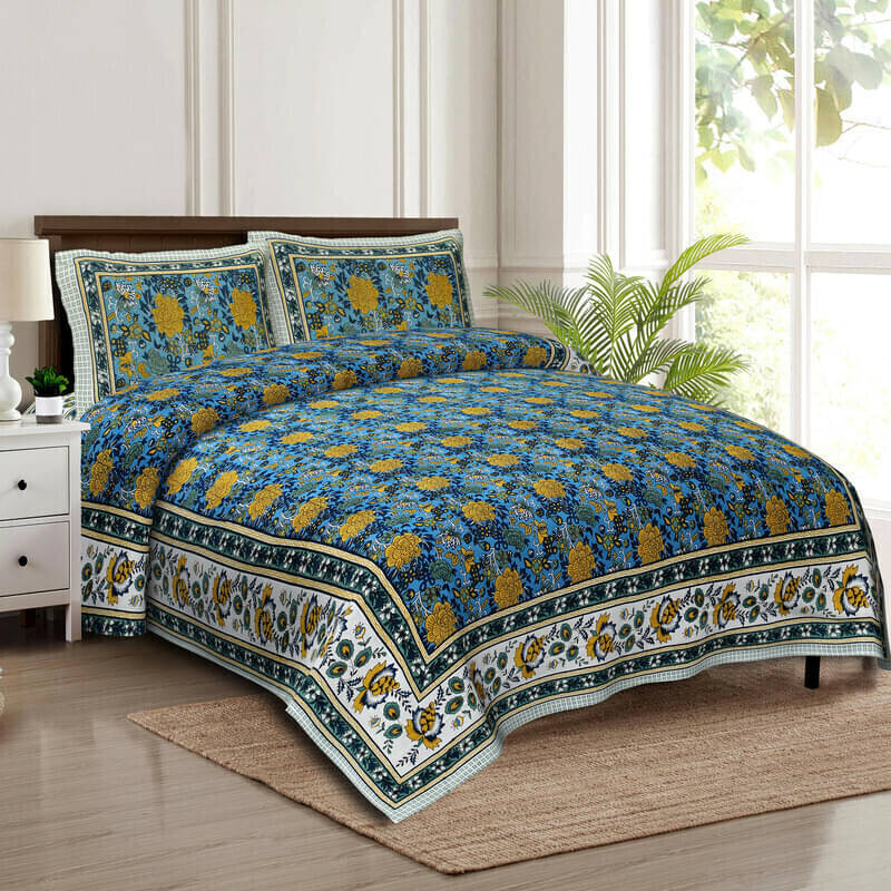    			CLOTHORO Cotton 1 Double King Bedsheet with 2 Pillow Covers ( Multicolor )