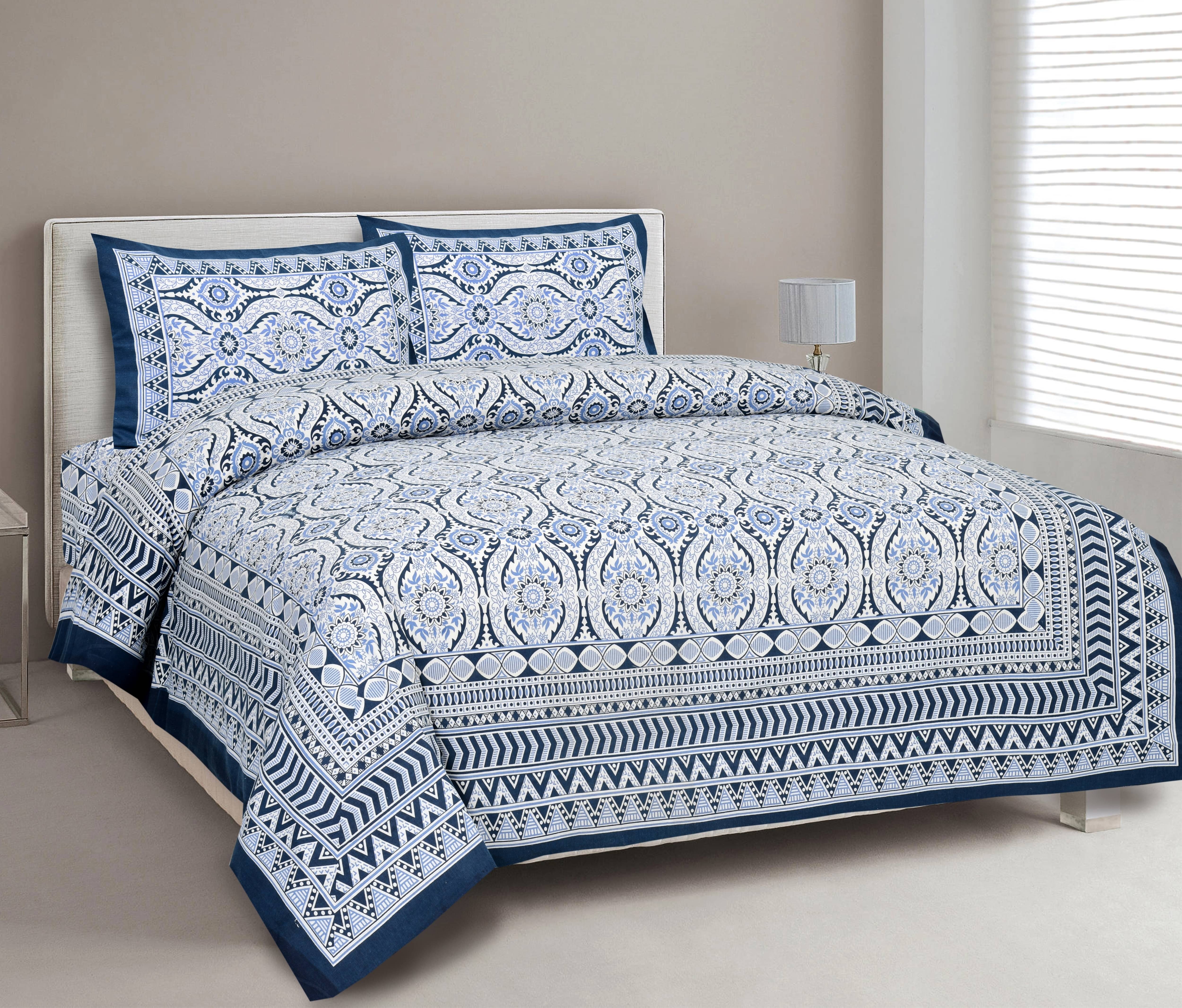 CLOTHORO Cotton 1 Double King Bedsheet with 2 Pillow Covers ( Multicolor ) CLOTHORO Cotton 1 Double King Bedsheet with 2 Pillow Covers ( Multicolor )