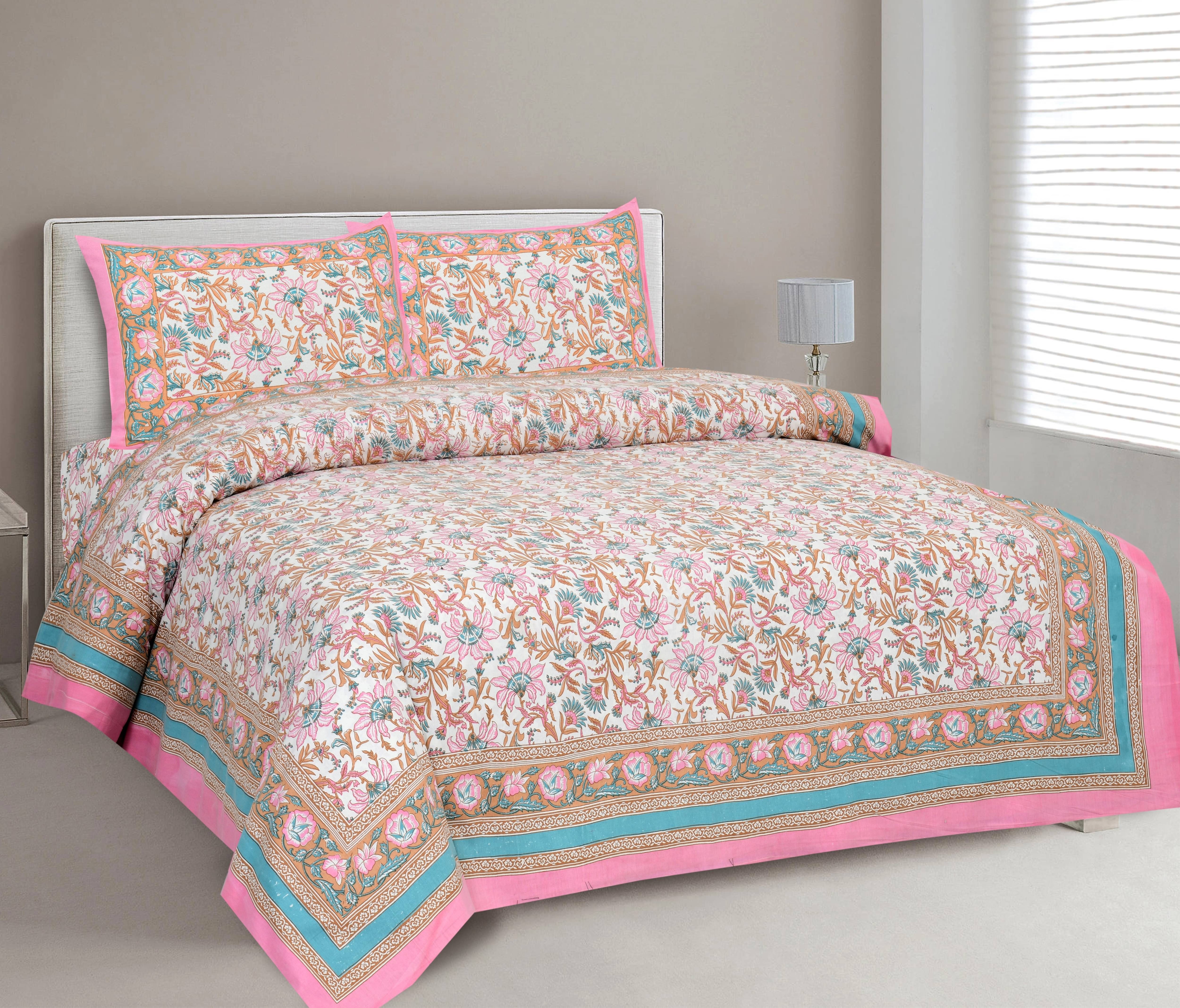     			CLOTHORO Cotton 1 Double King Bedsheet with 2 Pillow Covers ( Multicolor )