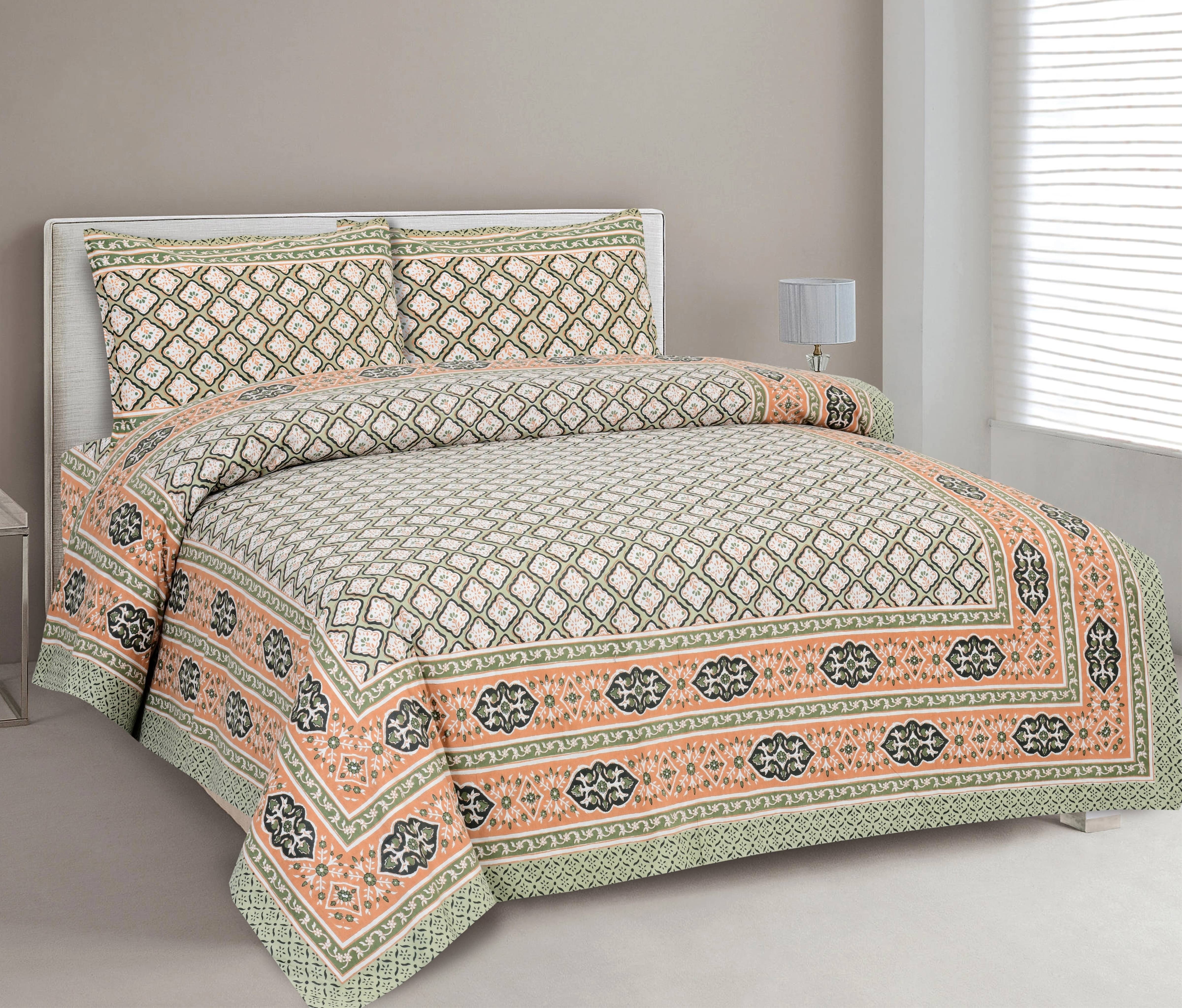 CLOTHORO Cotton 1 Double King Bedsheet with 2 Pillow Covers ( Multicolor ) CLOTHORO Cotton 1 Double King Bedsheet with 2 Pillow Covers ( Multicolor )