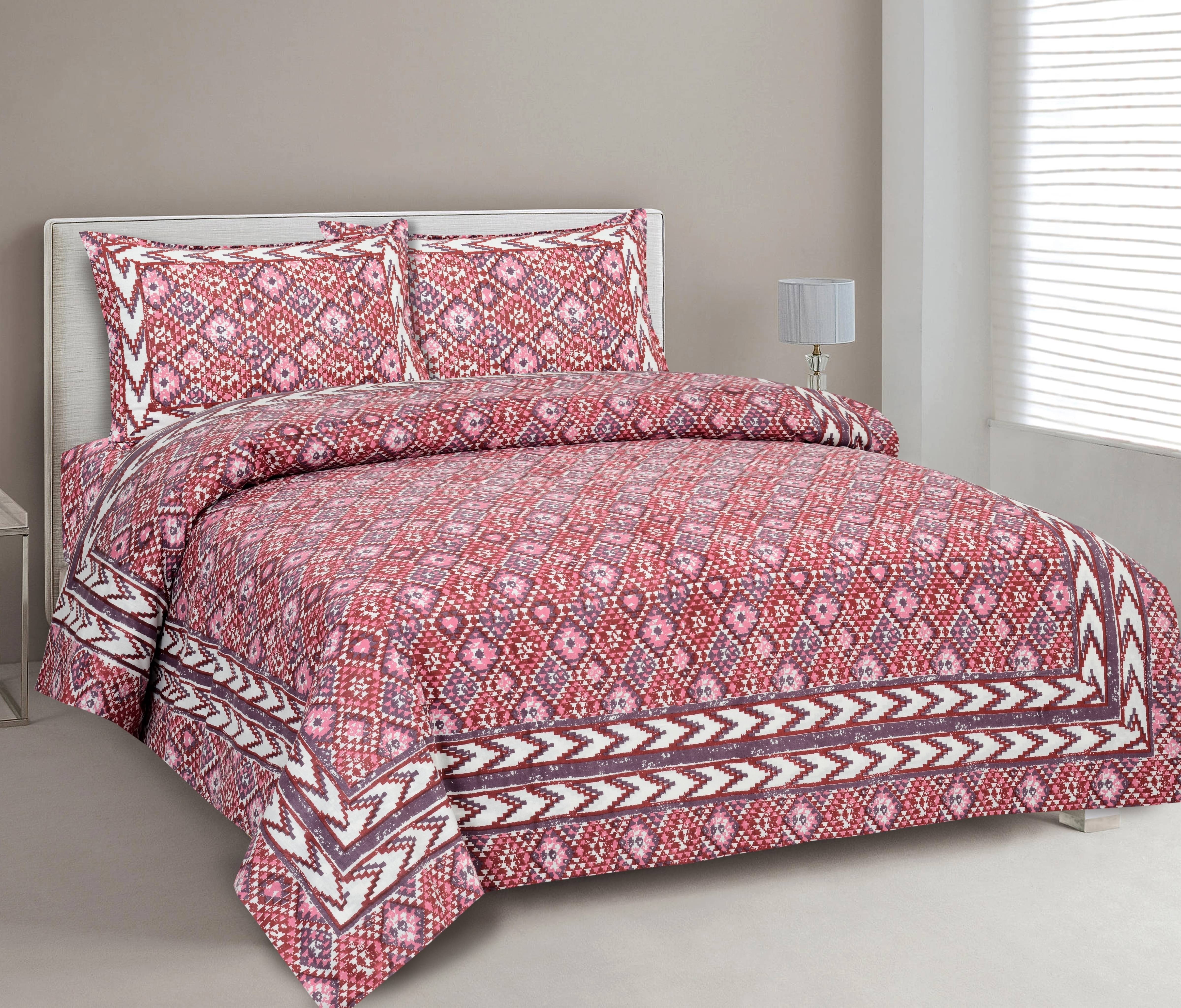     			CLOTHORO Cotton 1 Double King Bedsheet with 2 Pillow Covers ( Multicolor )