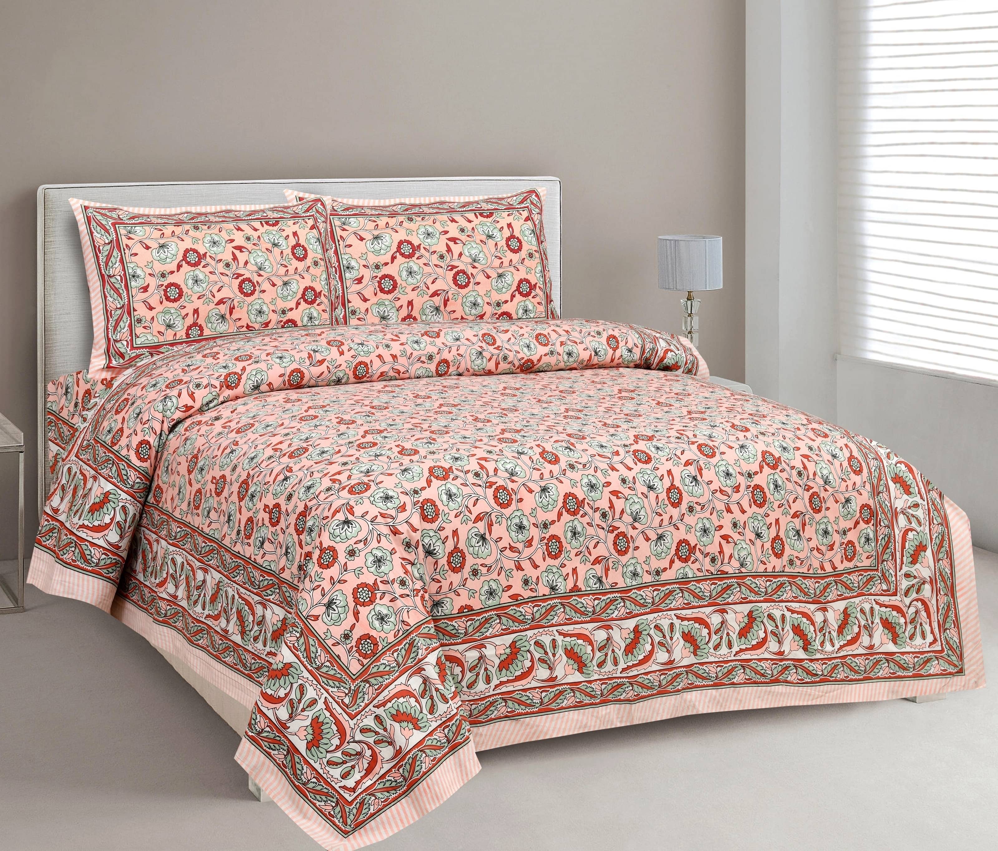     			CLOTHORO Cotton 1 Double King Bedsheet with 2 Pillow Covers ( Green )