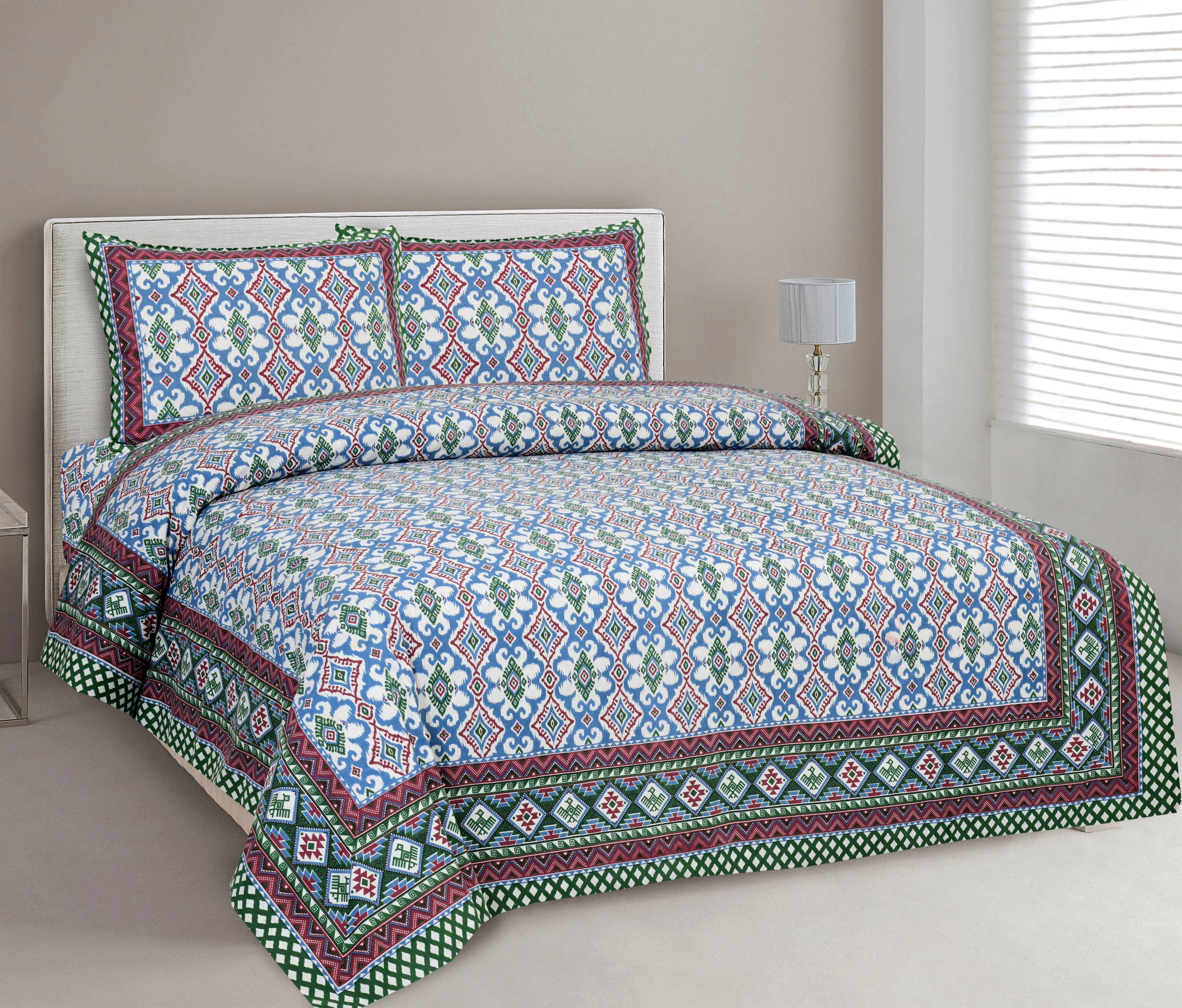     			CLOTHORO Cotton 1 Double King Bedsheet with 2 Pillow Covers ( Multicolor )