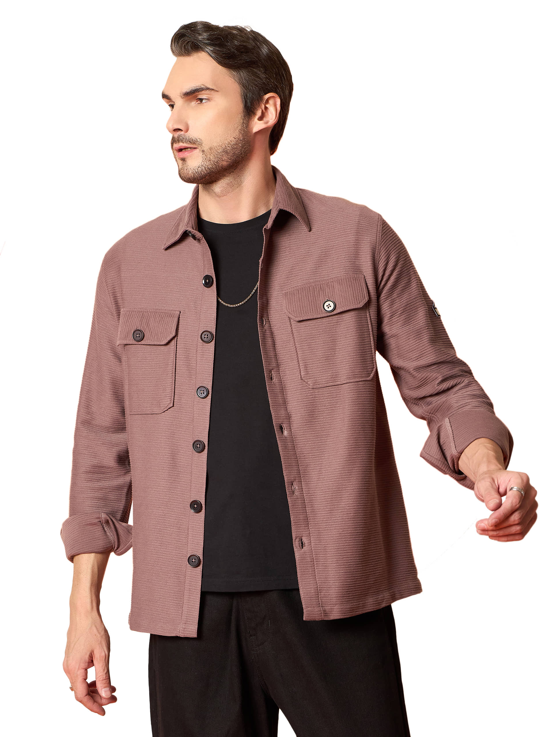 Club York Cotton Blend Regular Fit Solids Full Sleeves Men's Casual Shirt - Mauve ( Pack of 1 )