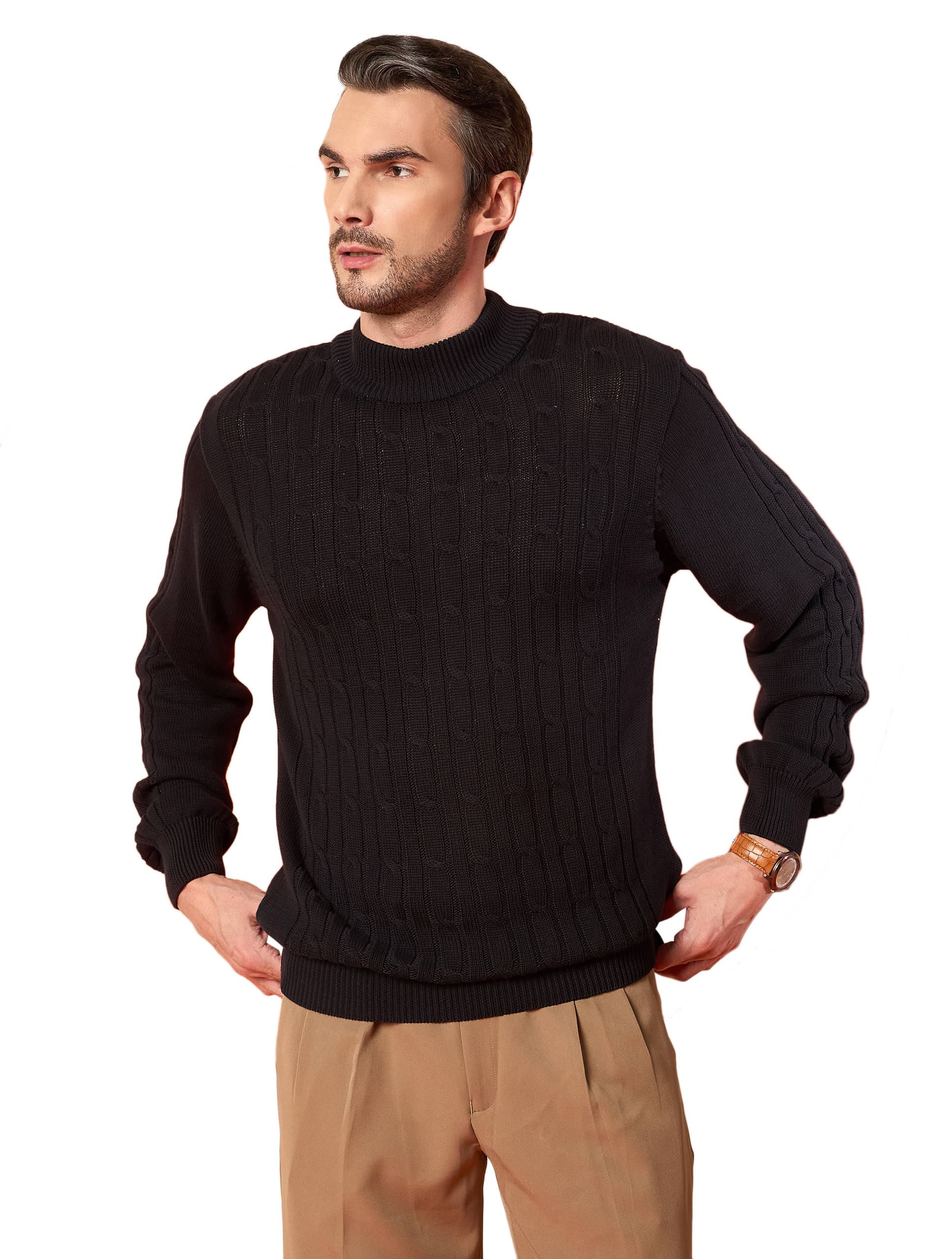     			Club York Cotton High Neck Men's Full Sleeves Pullover Sweater - Black ( Pack of 1 )